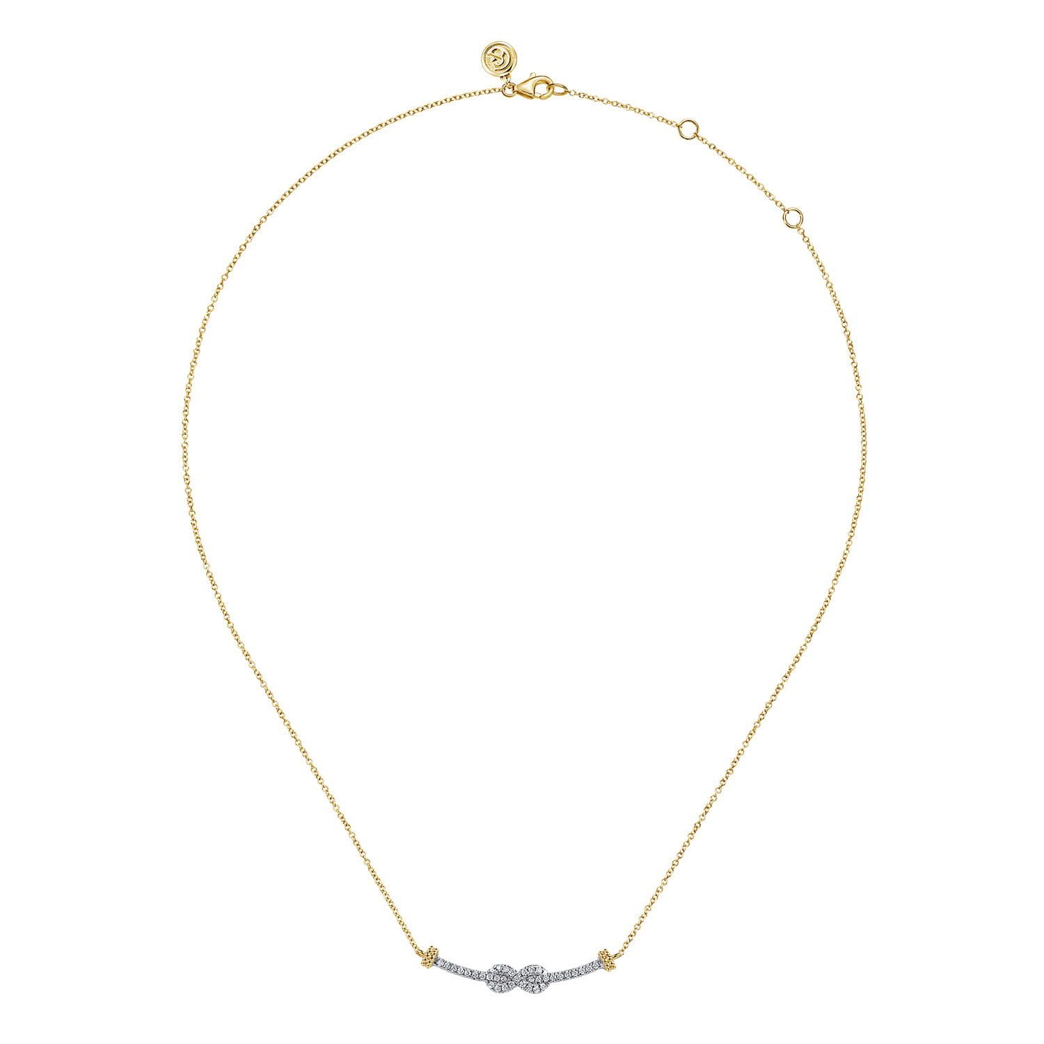 14K White and Yellow Gold Bujukan Diamond Infinity Bar Necklace