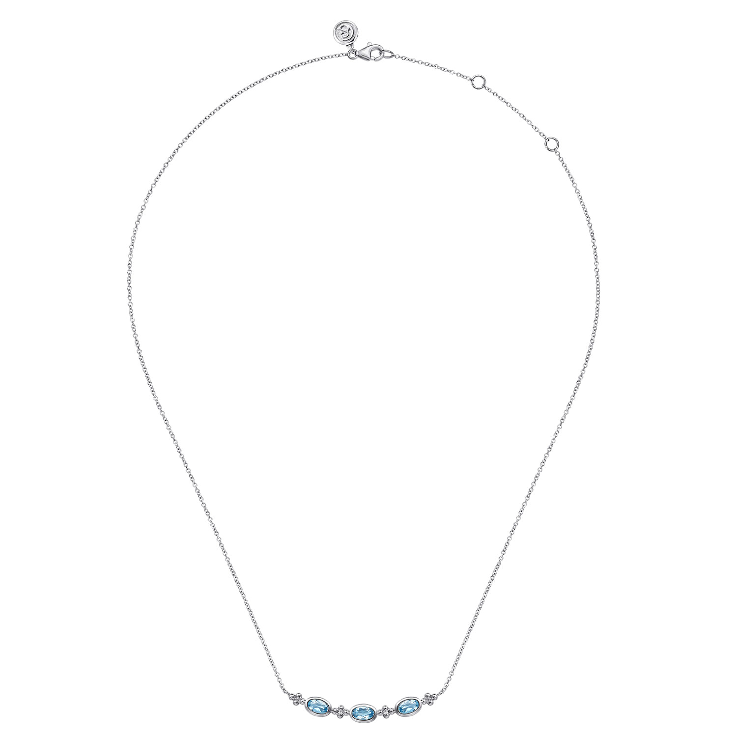 925 Sterling Silver Blue Topaz Bar Necklace-Bujukan