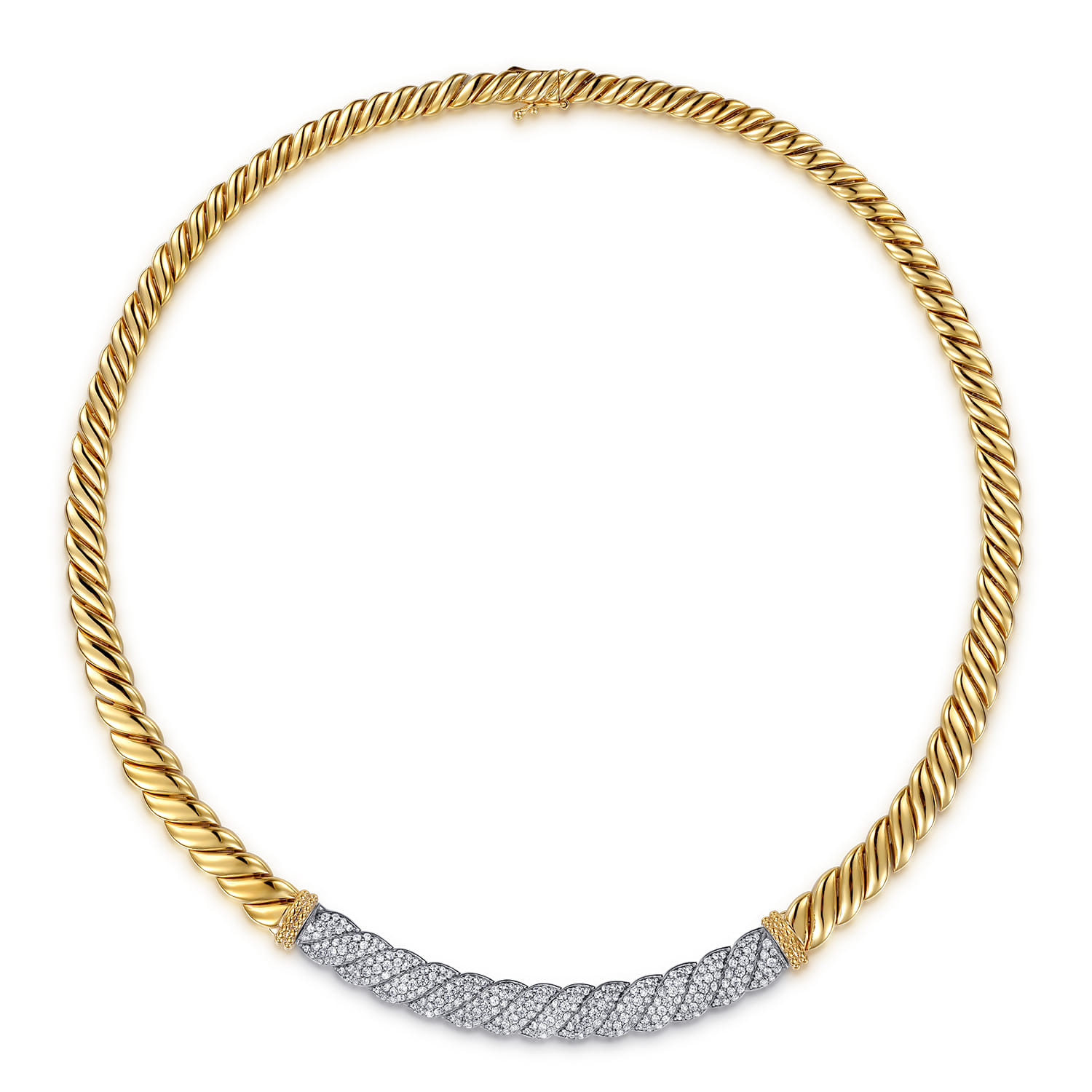 14K White & Yellow Gold Bujukan Diamond Bar Necklace
