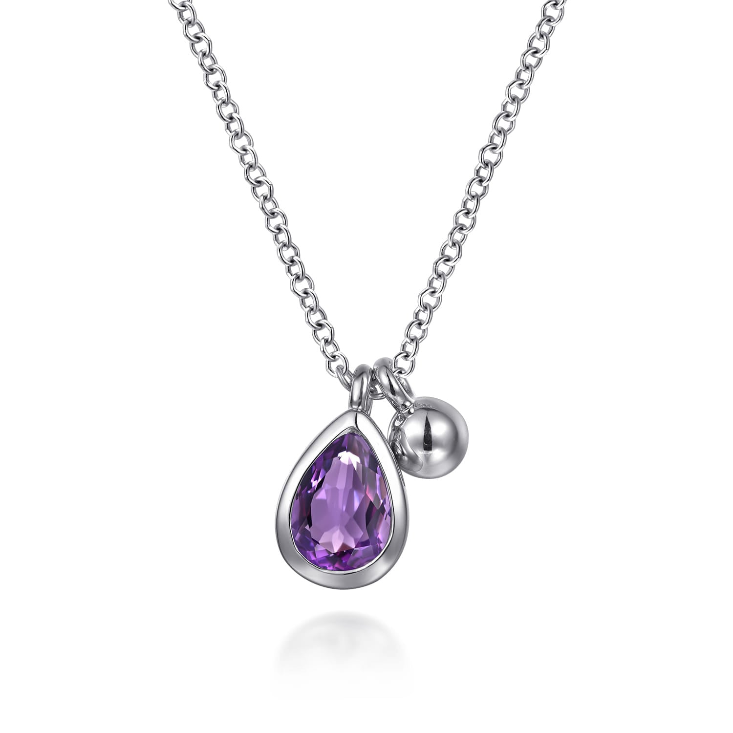 925 Sterling Silver Pear Bujukan Pendant Necklace