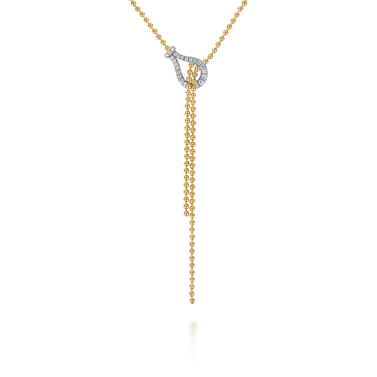 14K White & Yellow Gold Bujukan and Diamond Stirrup Y Necklace