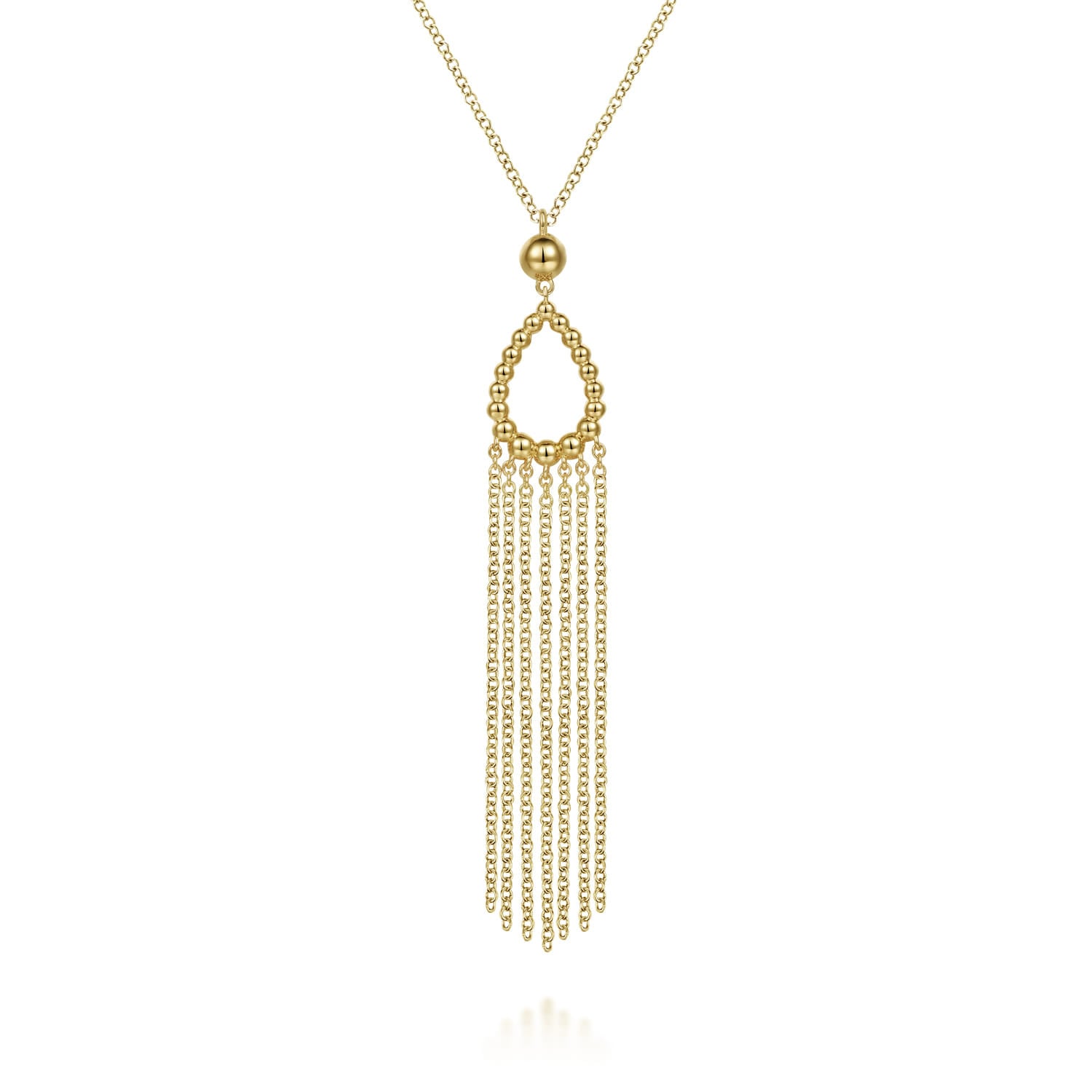 14K Yellow Gold Chain Tassel Pendant Necklace
