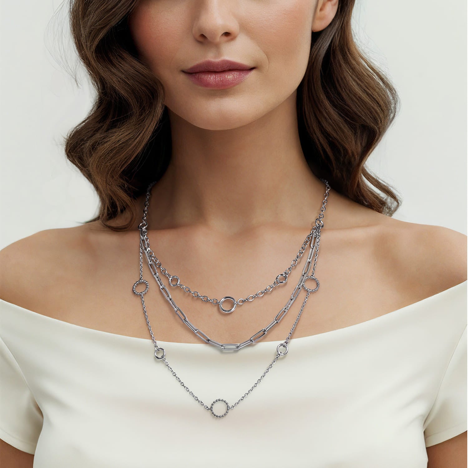 925 Sterling Silver Bujukan Beads Link Chain Layered Necklace