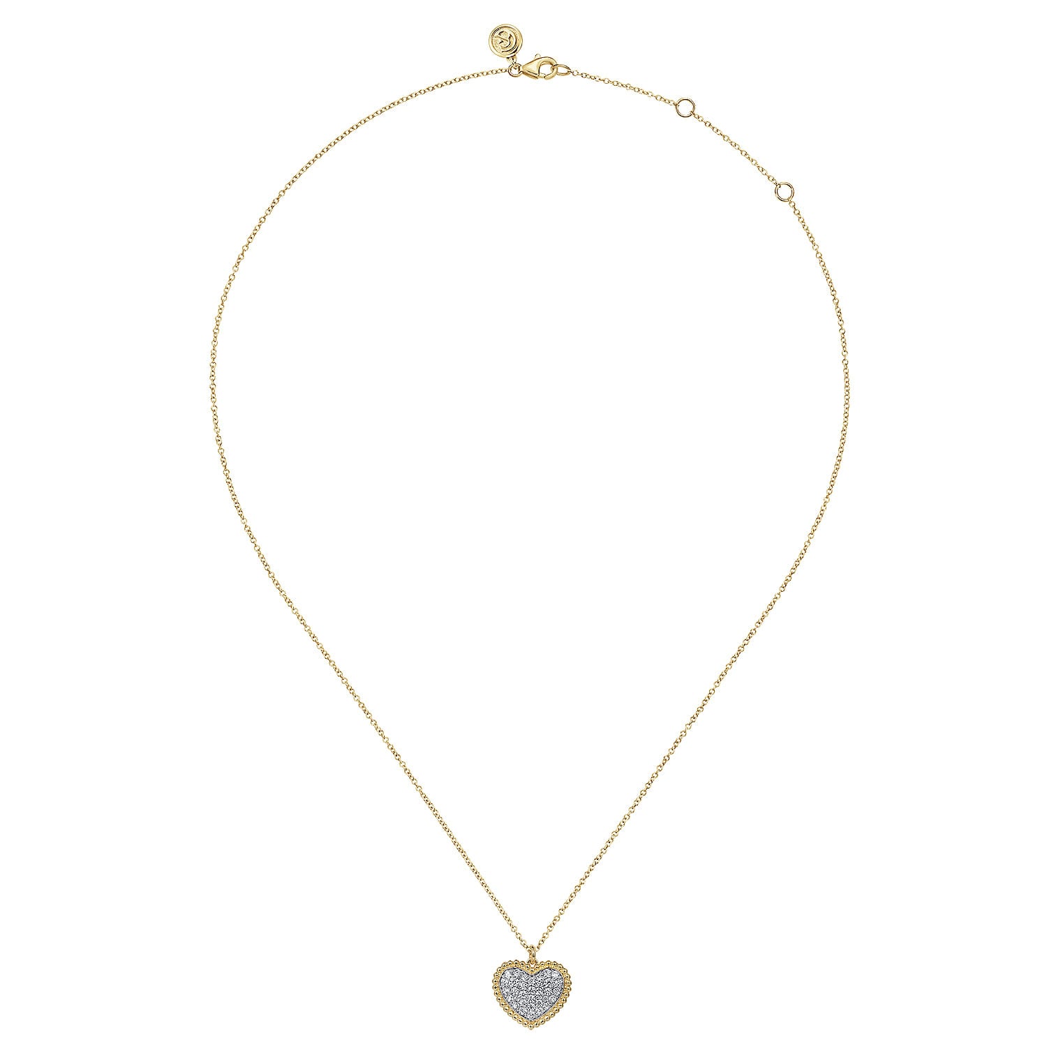 14K Yellow Gold Bujukan Pave Diamond Heart Necklace