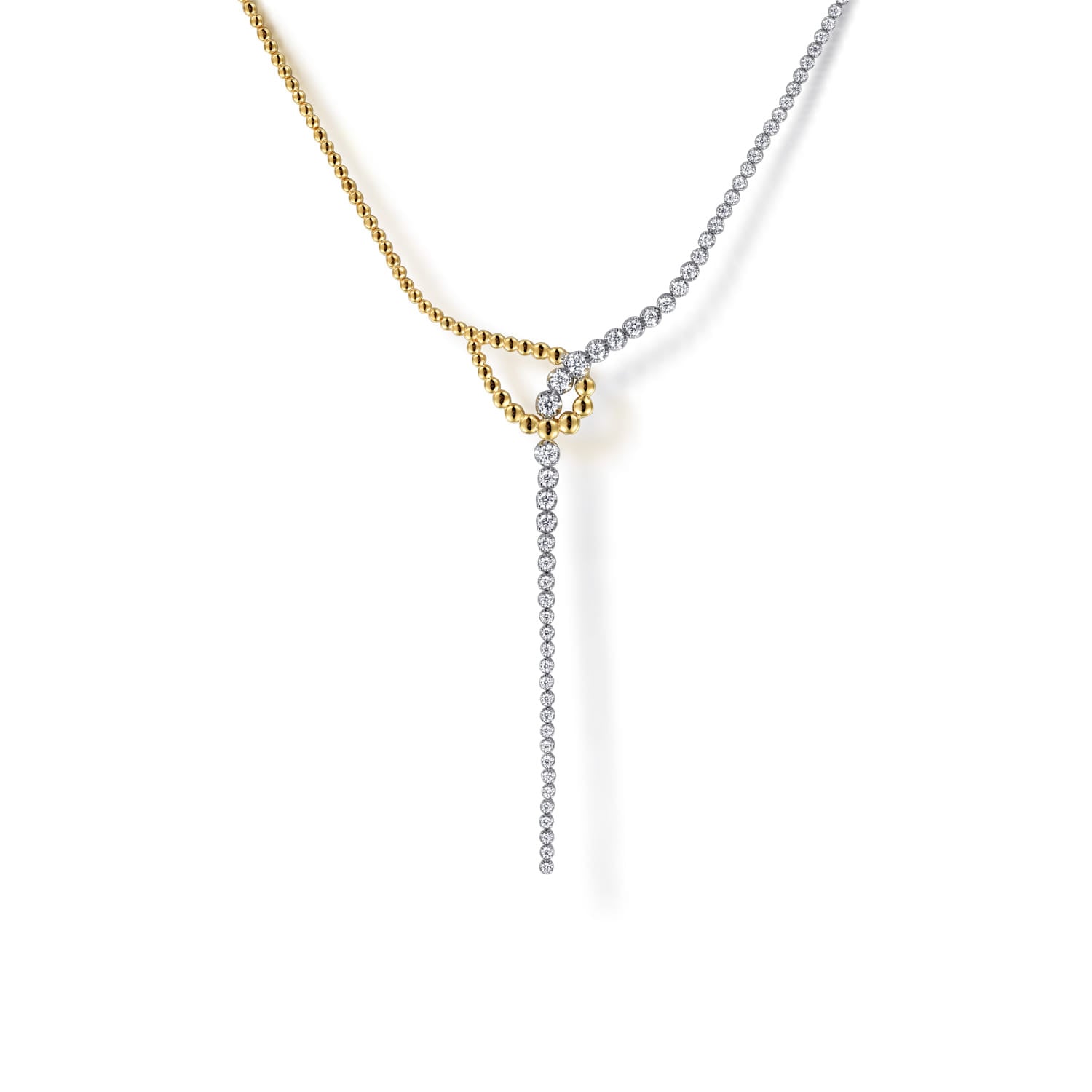 14K White & Yellow Gold Bujukan and Graduating Diamond Y Necklace