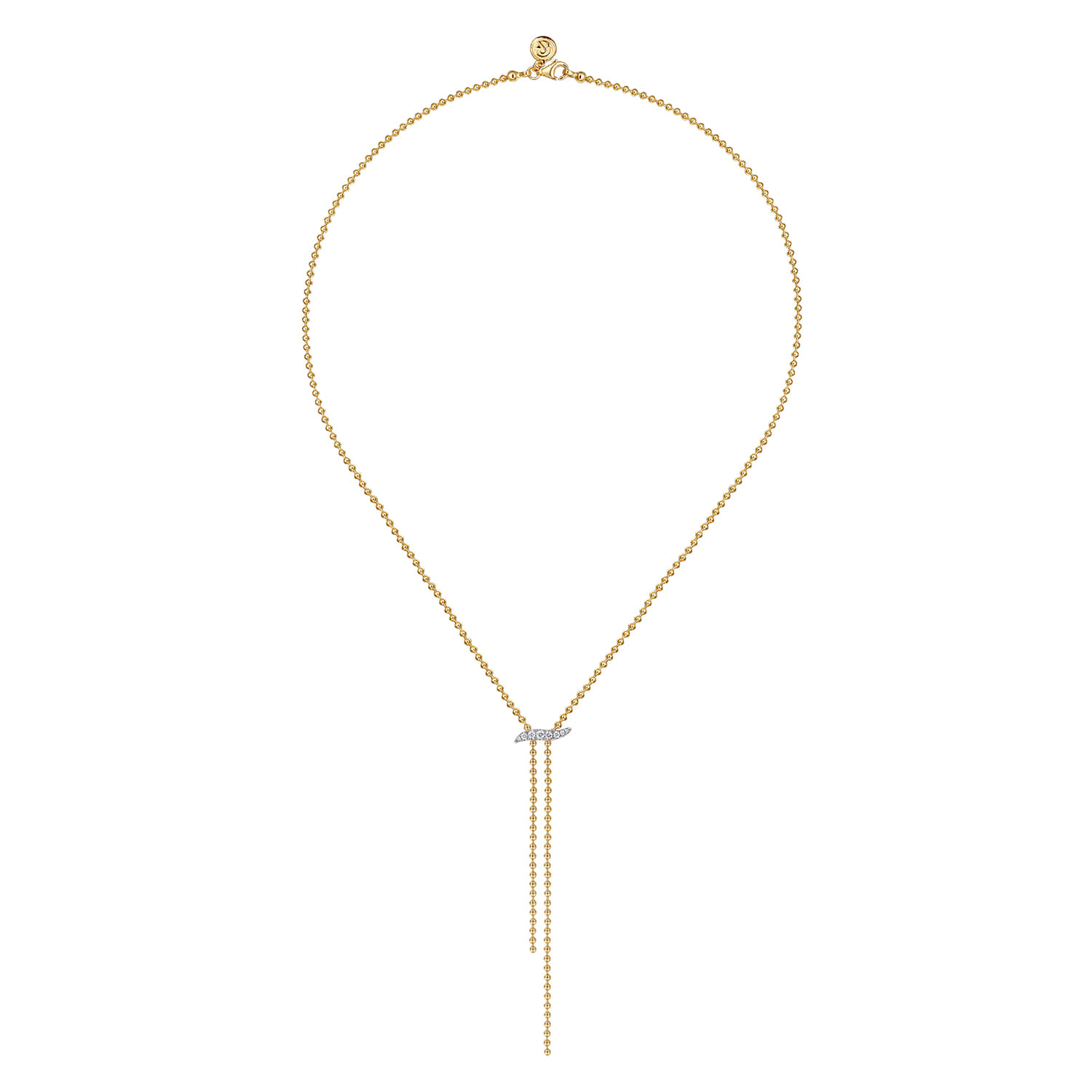 14K White & Yellow Gold Bujukan and Diamond Y Necklace