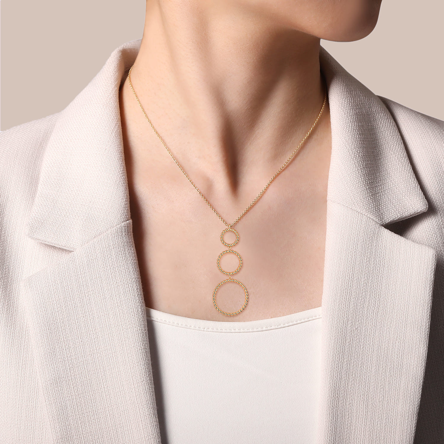 14K Yellow Gold Bujukan Graduating Circles Necklace