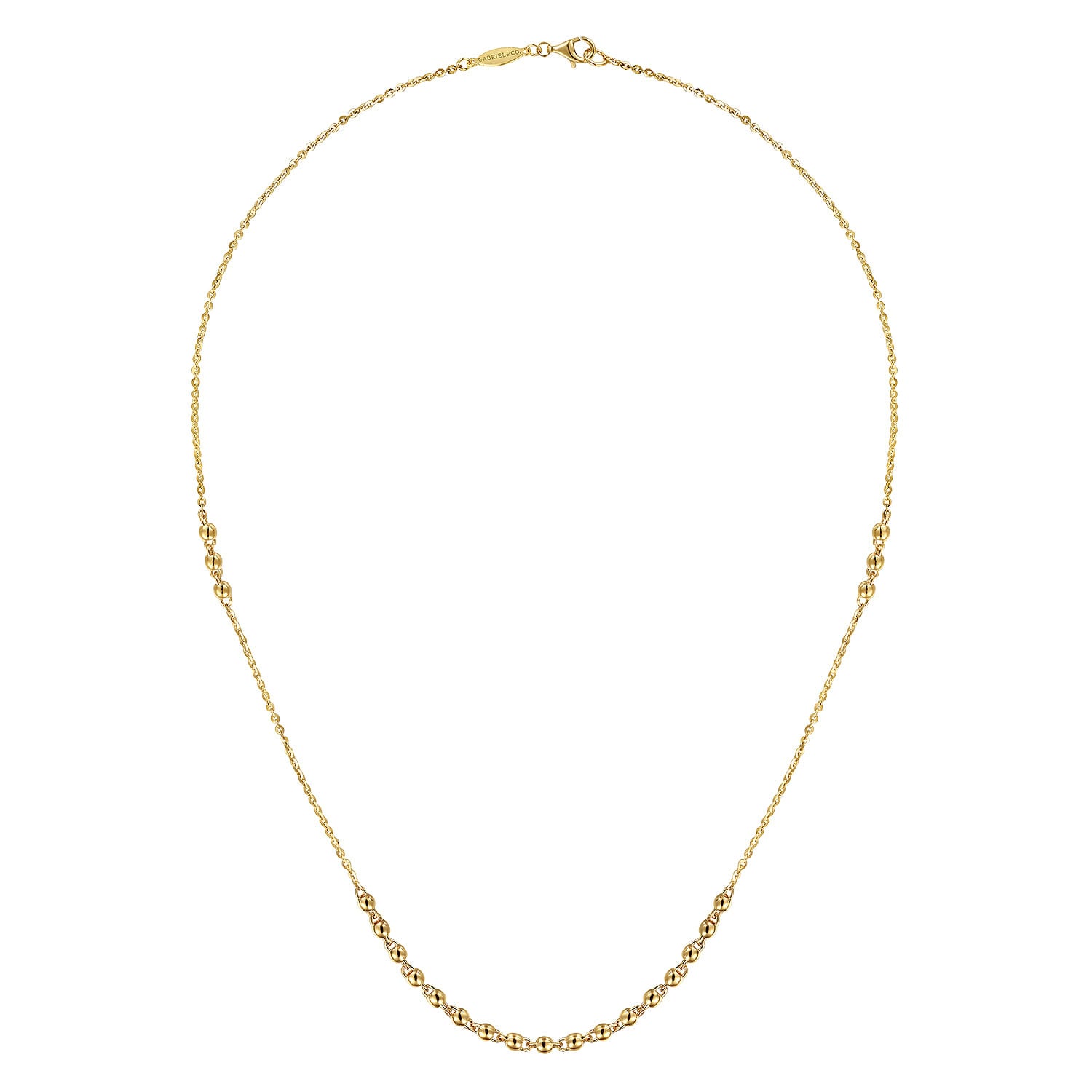 18 Inch 14K Yellow Gold Beaded Station Necklace