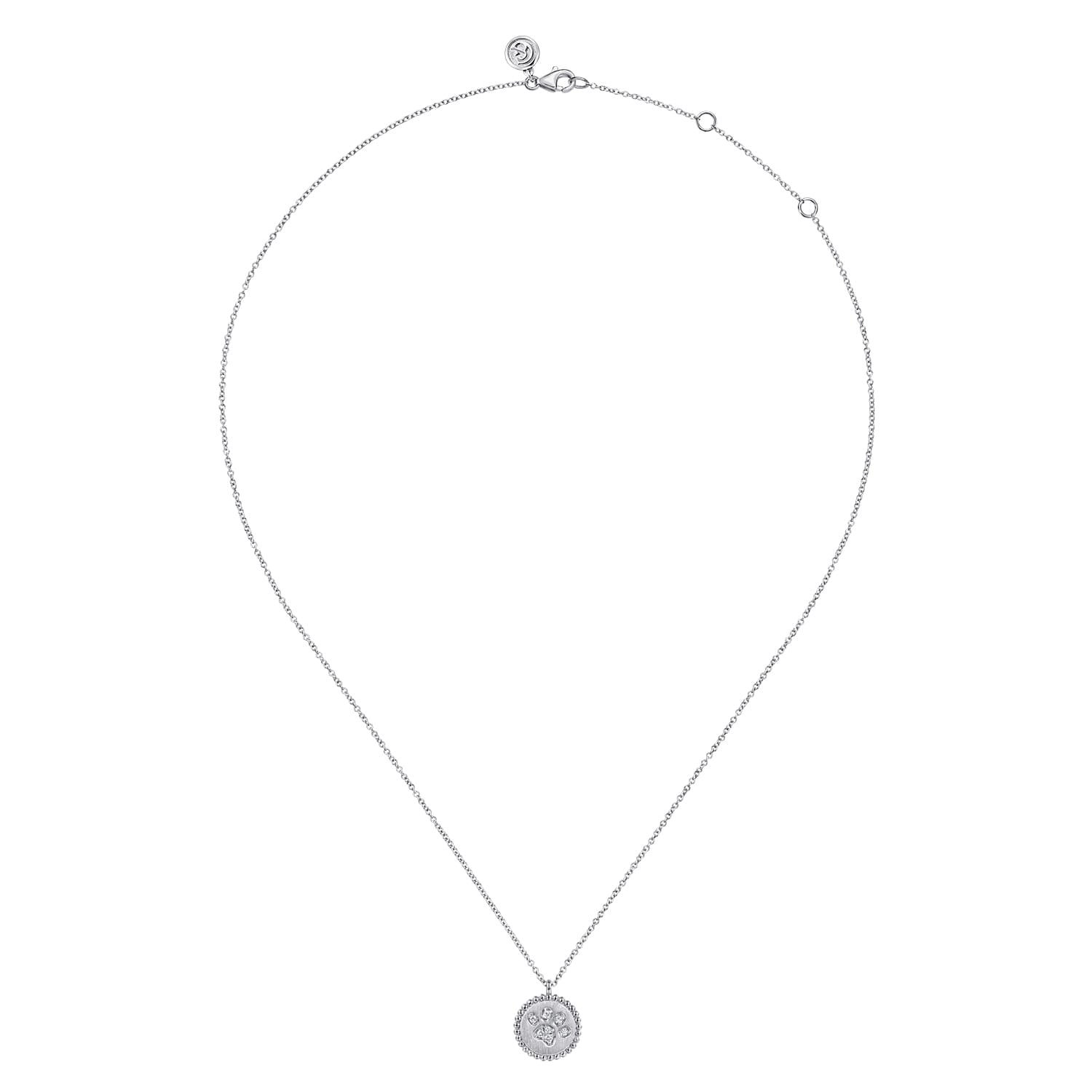 925 Sterling Silver Diamond Bujukan Paw Print Medallion Pendant Necklace