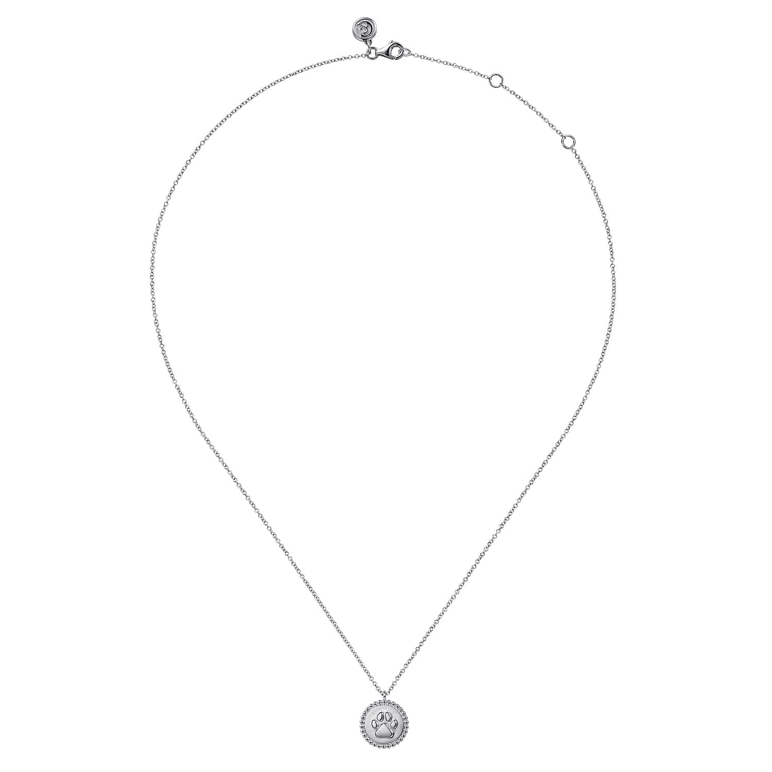 925 Sterling Silver Paw Print Pendant Necklace-Bujukan