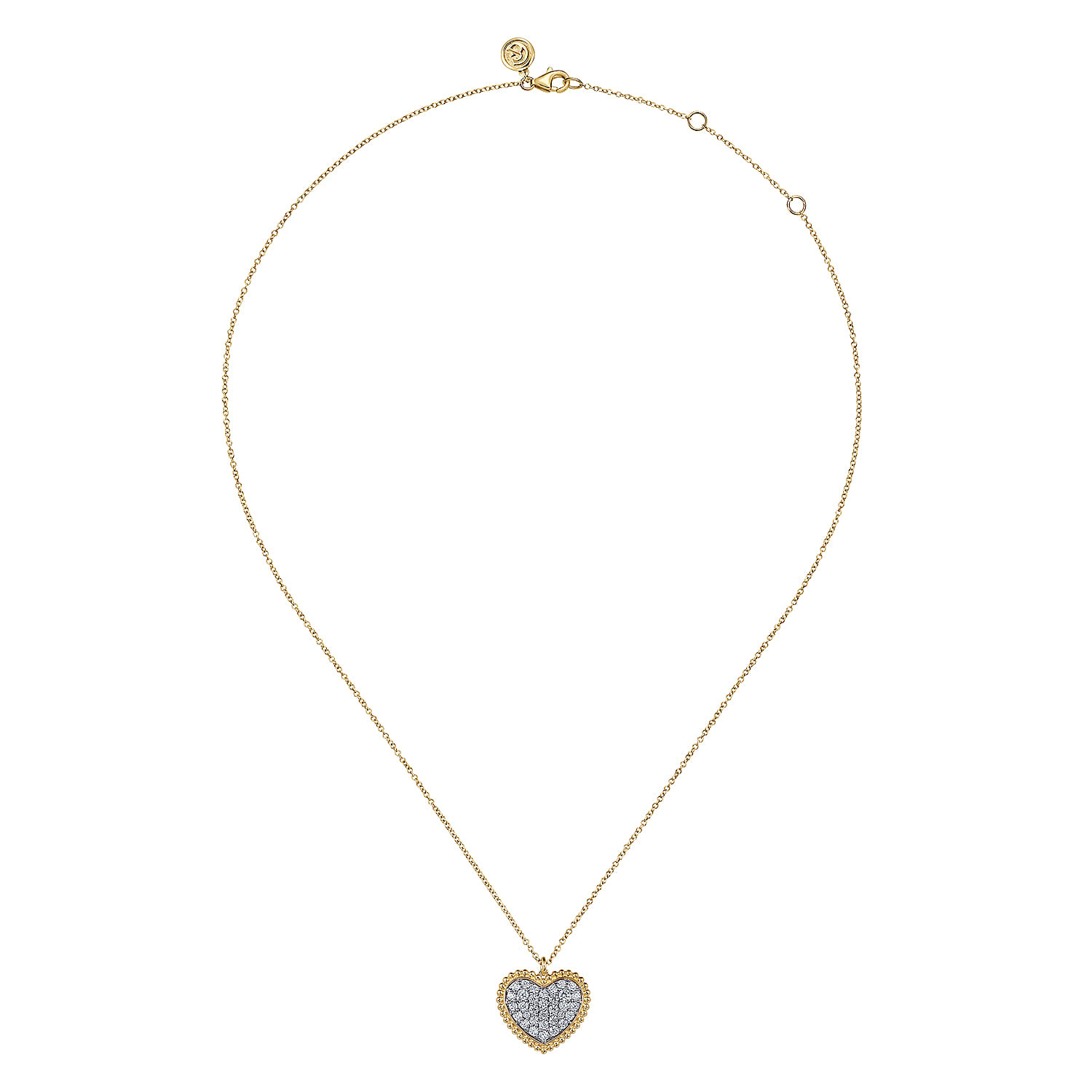 14K Yellow Gold Bujukan Pave Diamond Heart Necklace