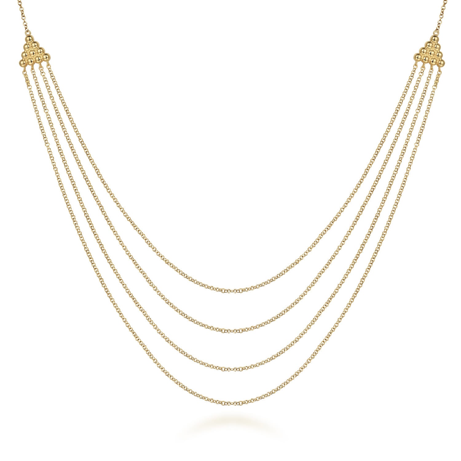 14K Yellow Gold Bujukan Multi Row Swag Necklace