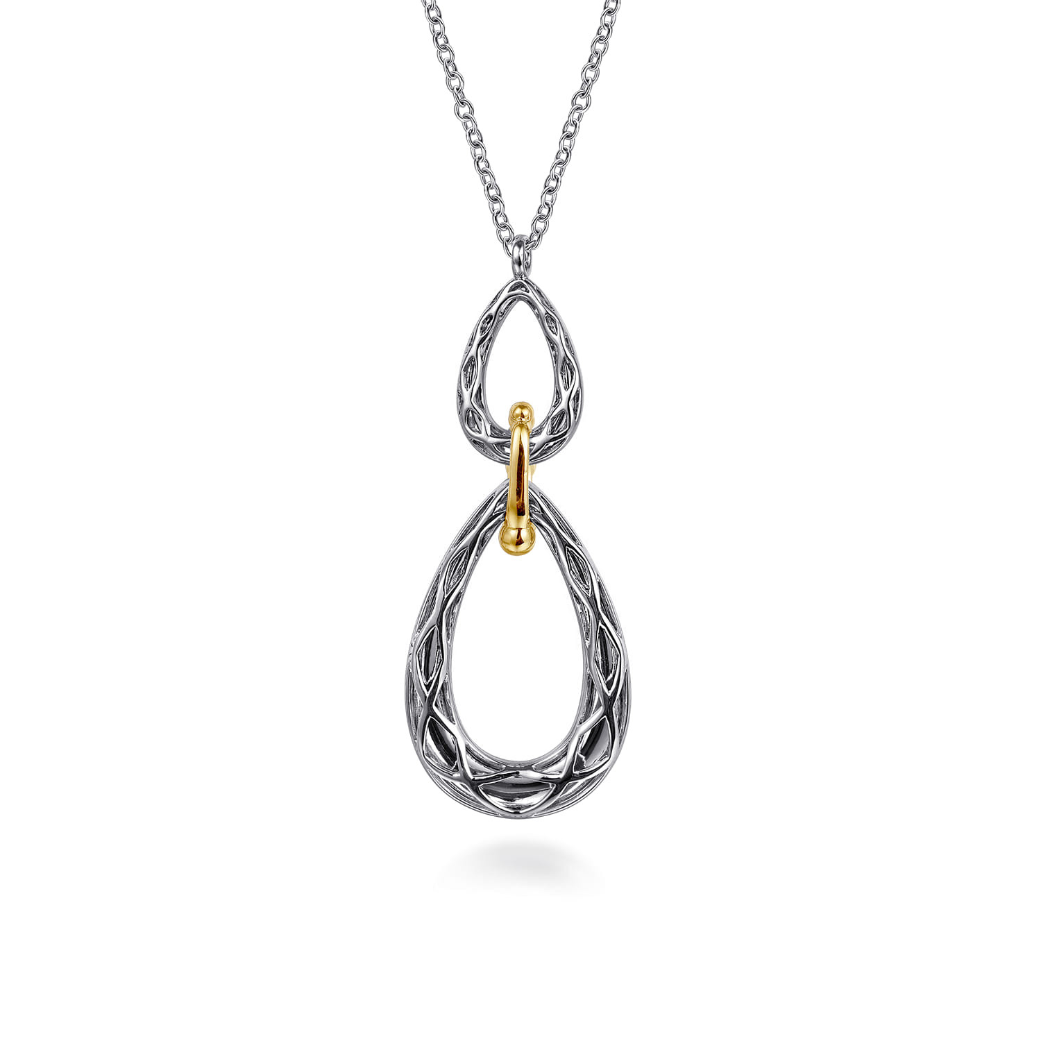 925 Sterling Silver and 14K Yellow Gold Bujukan Pear Shape Necklace