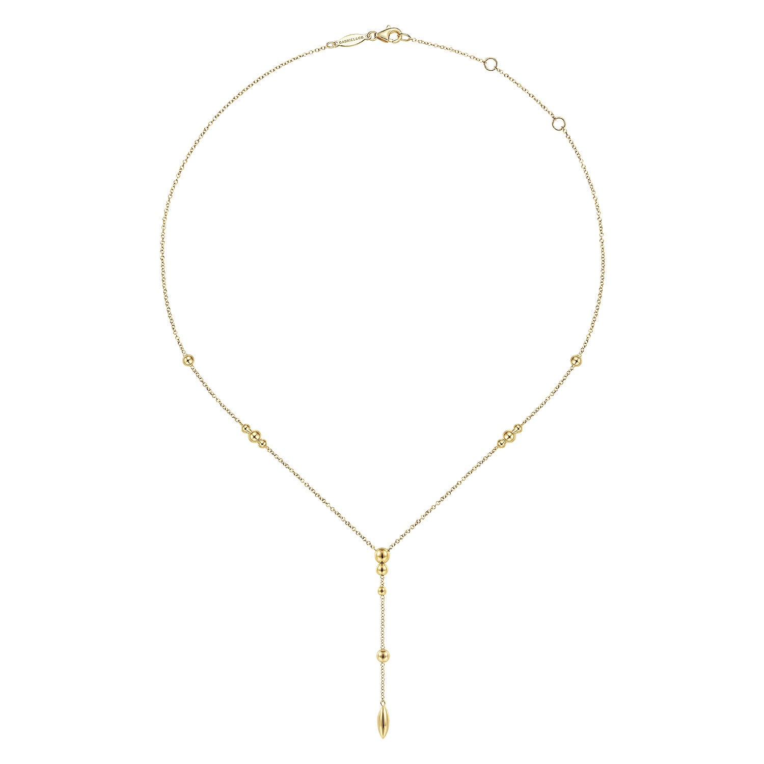 14K Yellow Gold Y Necklace with Bujukan Bead Stations