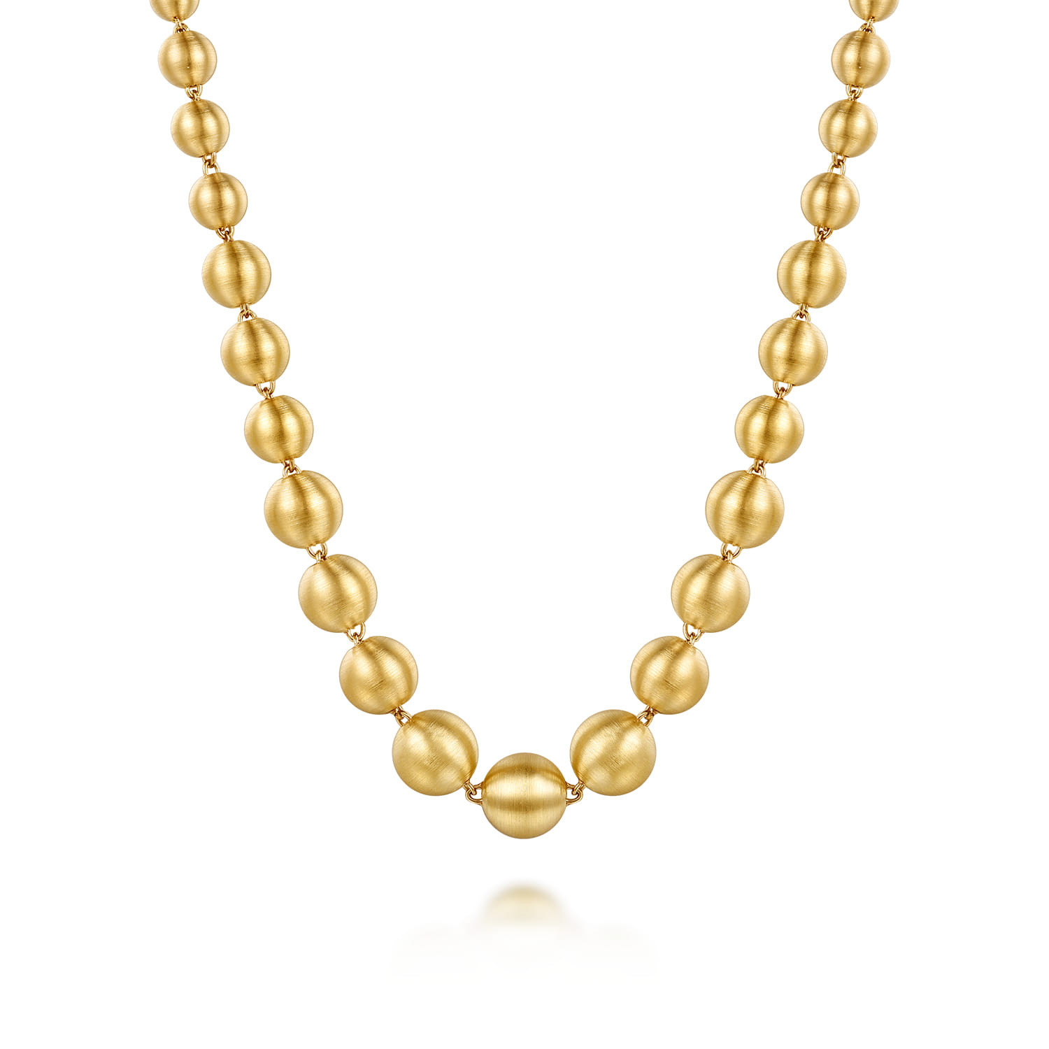 14K Yellow Gold Graduating Bujukan Bead Chain Necklace