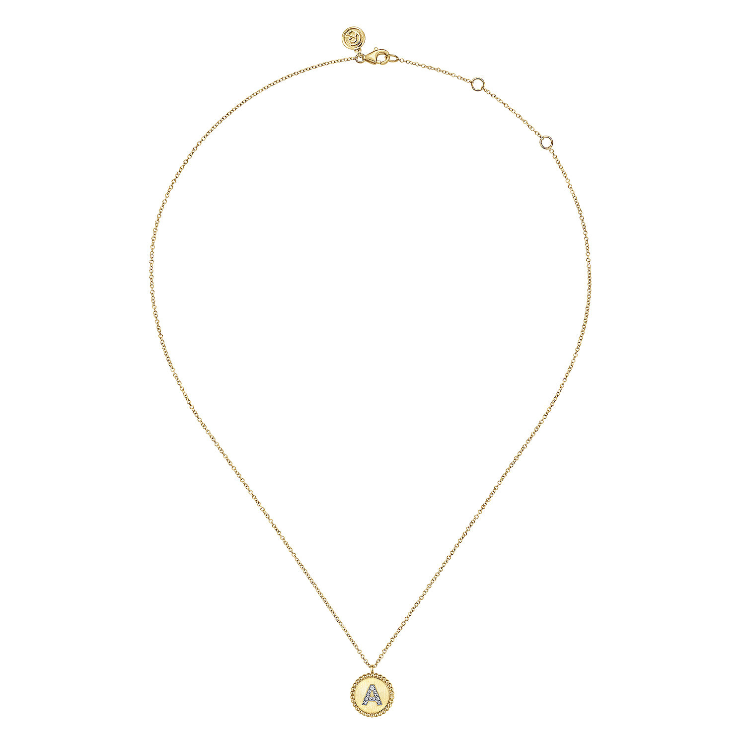 14K Yellow Gold Round Initial Pendant Necklace with Diamonds