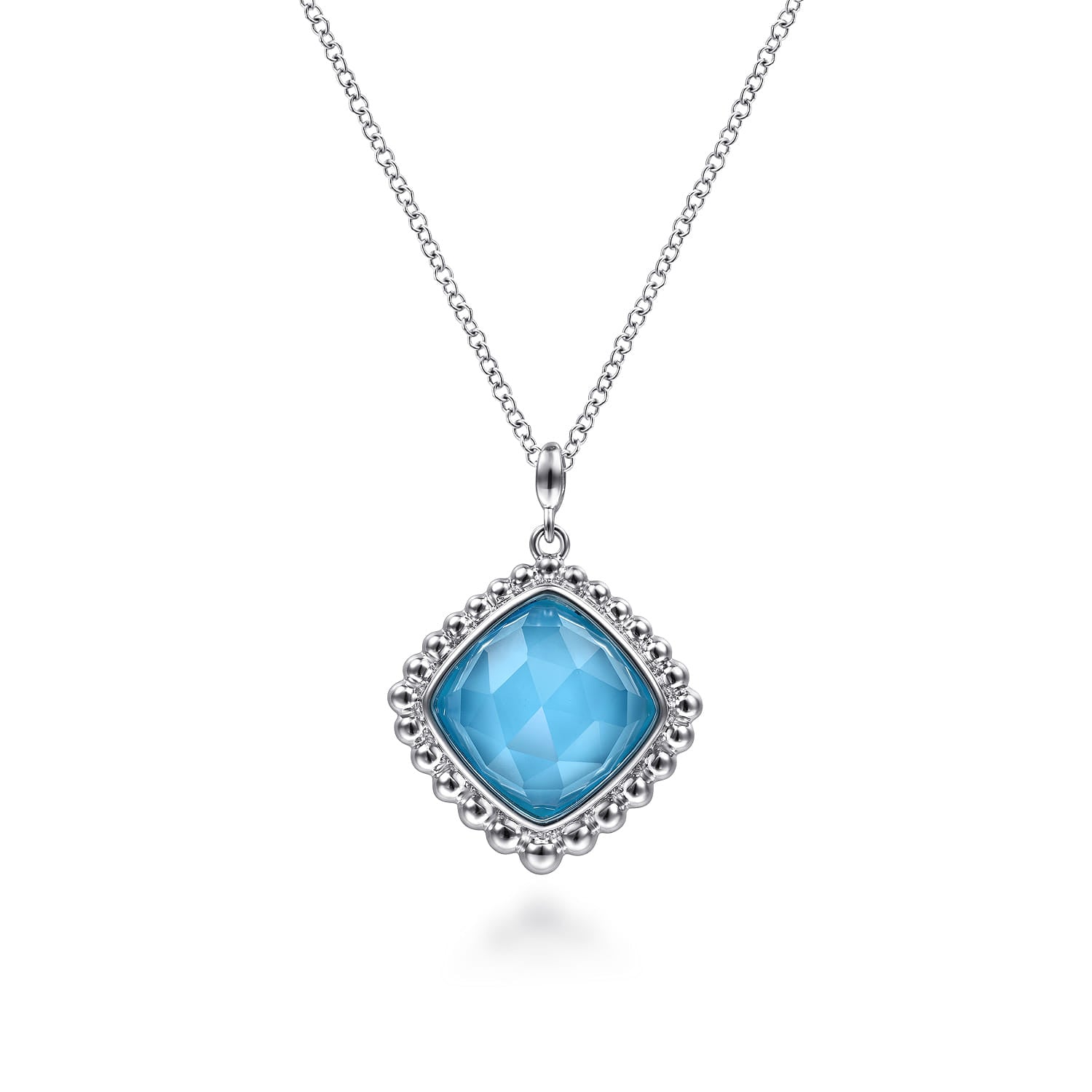 925 Sterling Silver Rock Crystal and Pendant Necklace