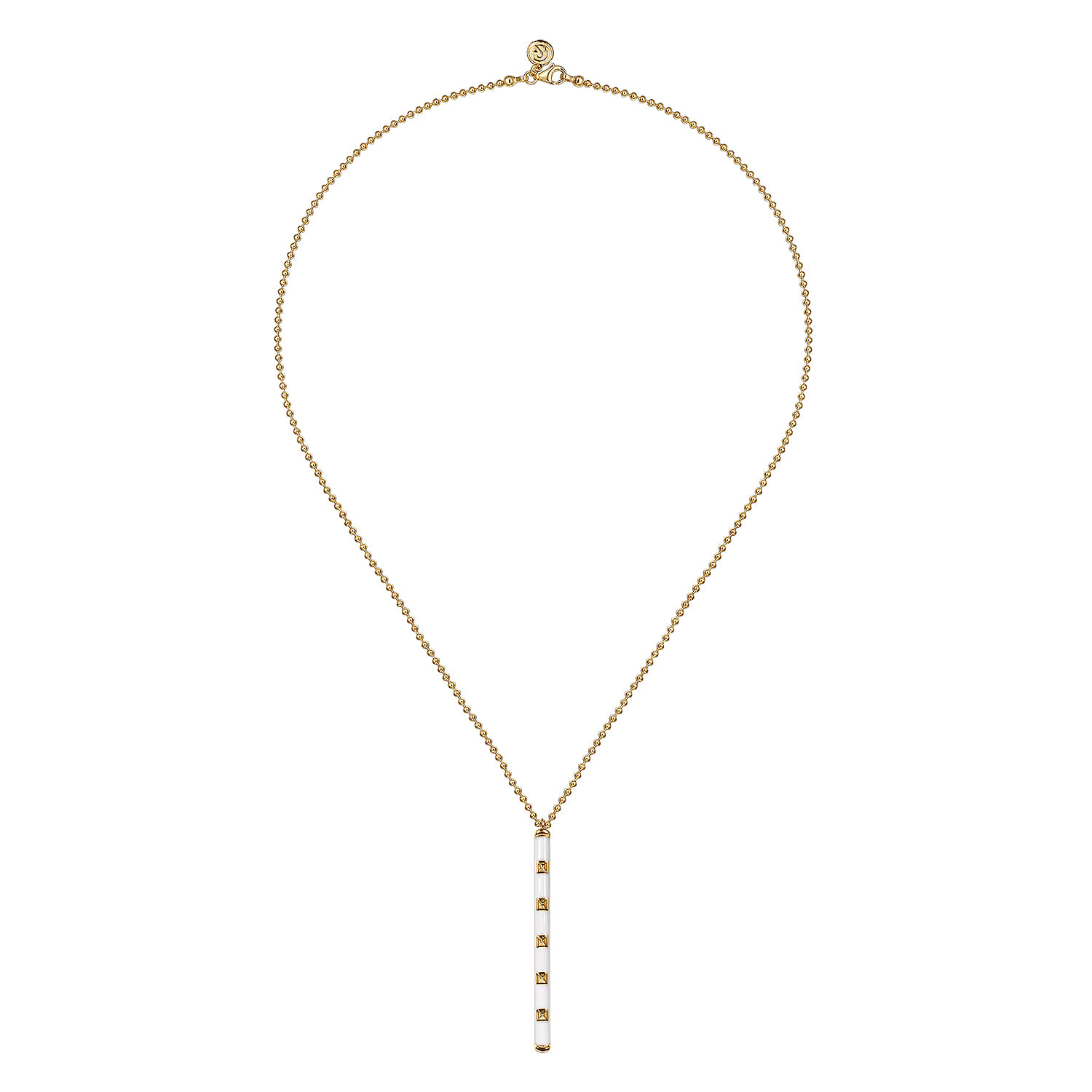 14K Yellow Gold Vertical Bar Necklace with Enamel