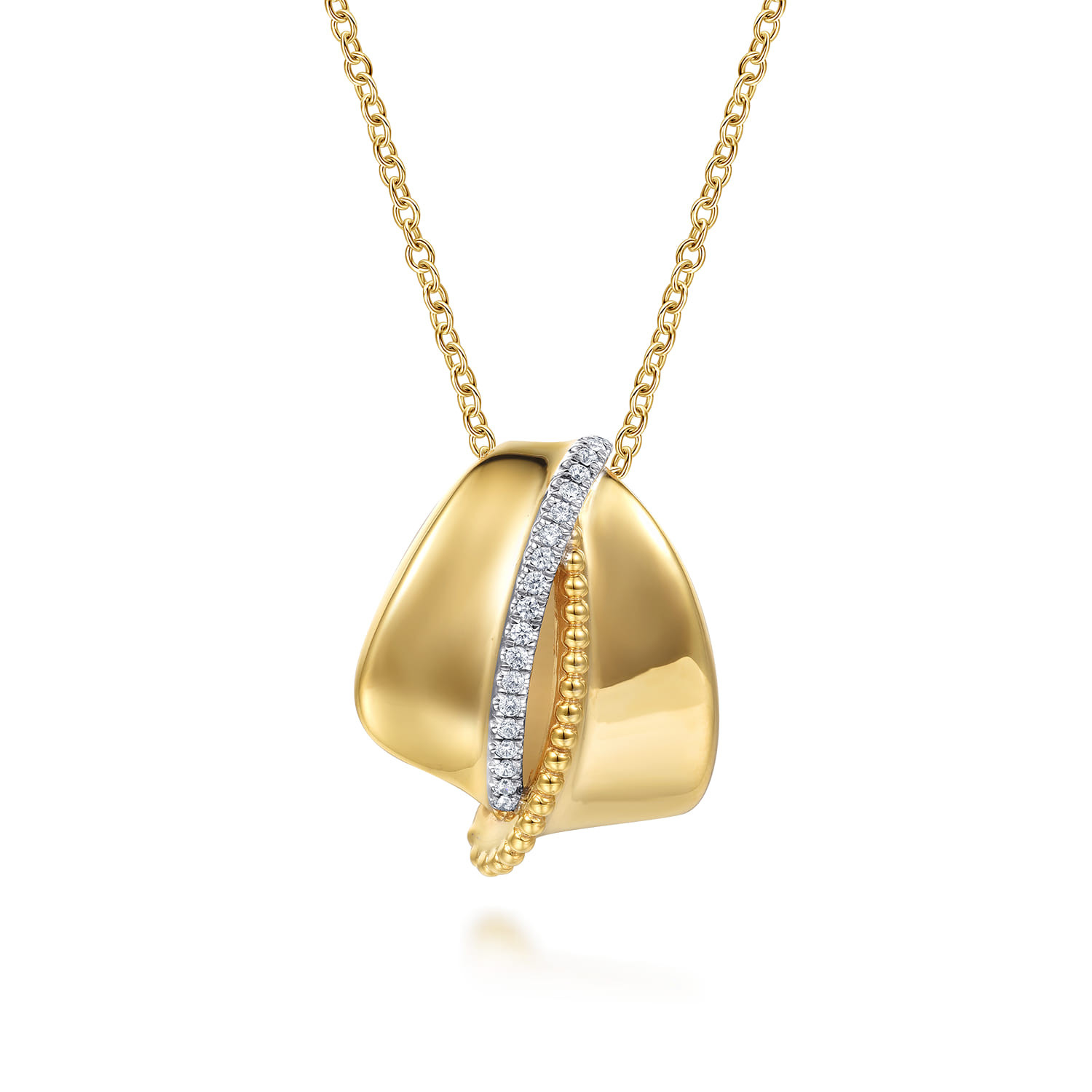 14K Yellow Gold Bujukan and Diamond Pendant Necklace