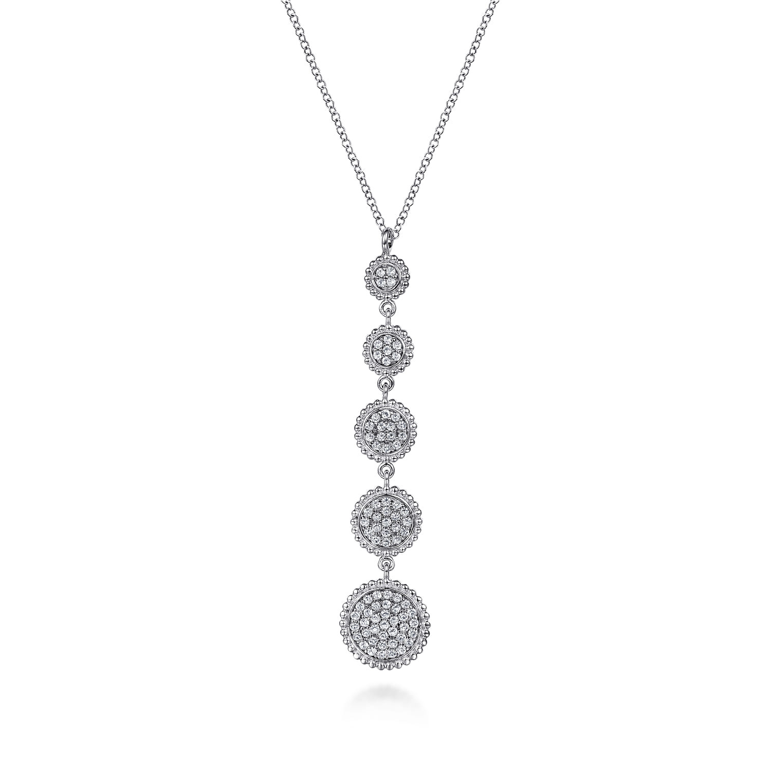925 Sterling Silver White Sapphire Long Pendant Necklace