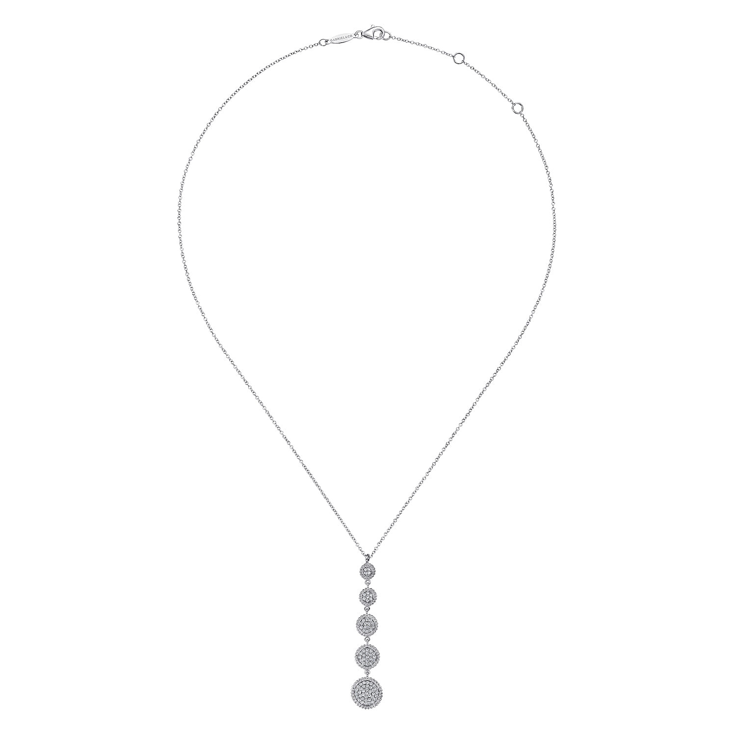 925 Sterling Silver White Sapphire Long Pendant Necklace