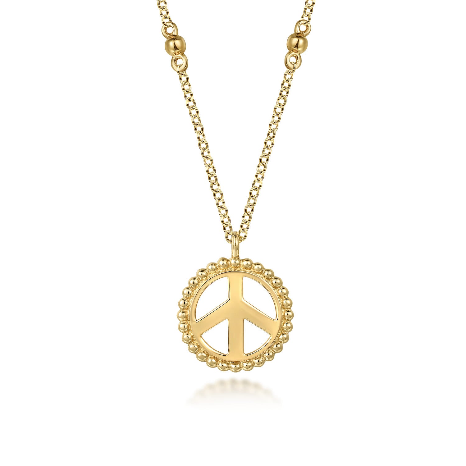14K Yellow Plain Gold Bujukan Peace Sign Medallion Necklace