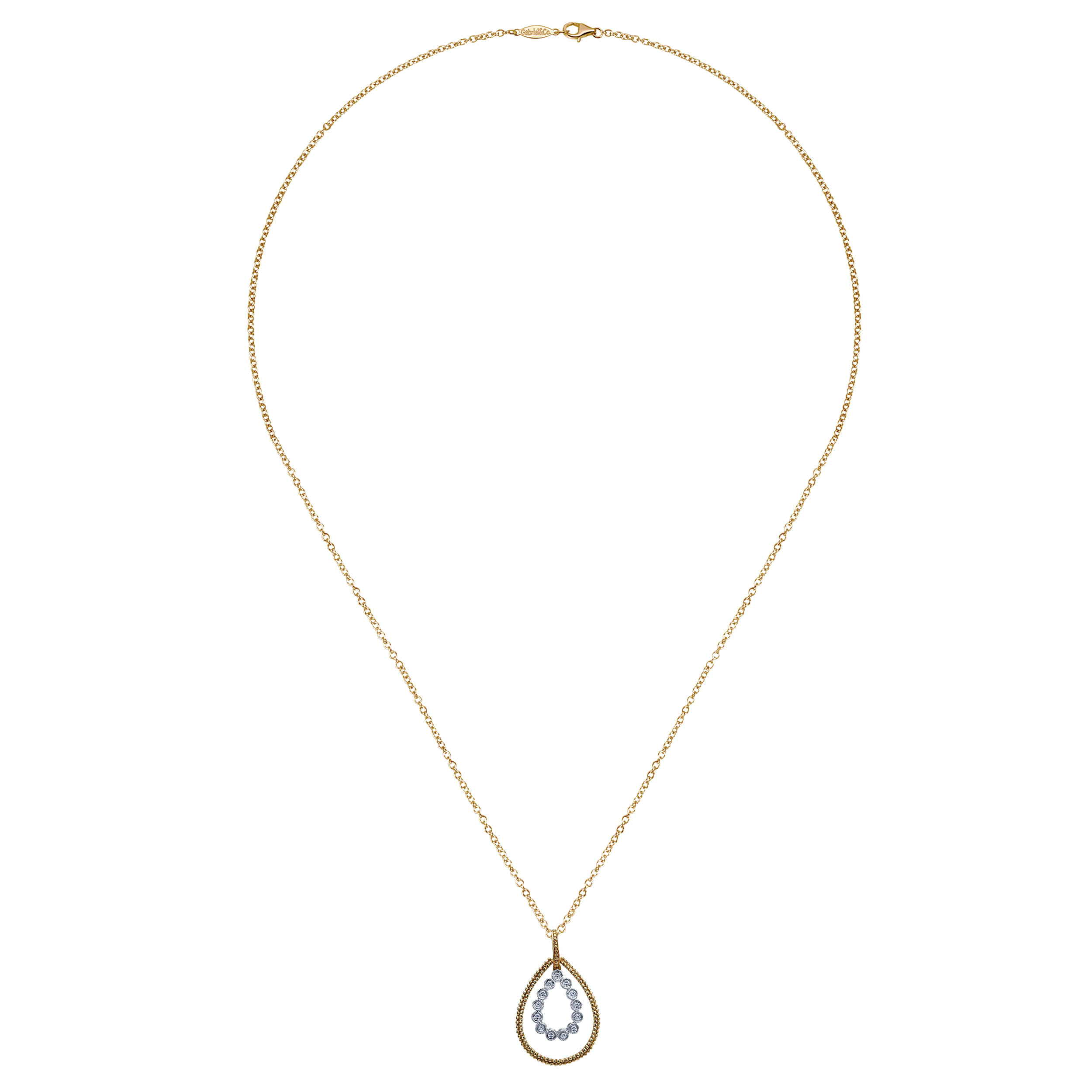 14K Yellow Gold Diamond Teardrop Necklace