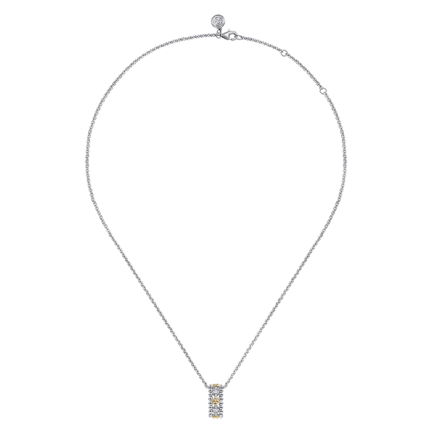 14K Yellow Gold and 925 Sterling Silver Bujukan White Sapphire Pendant Necklace