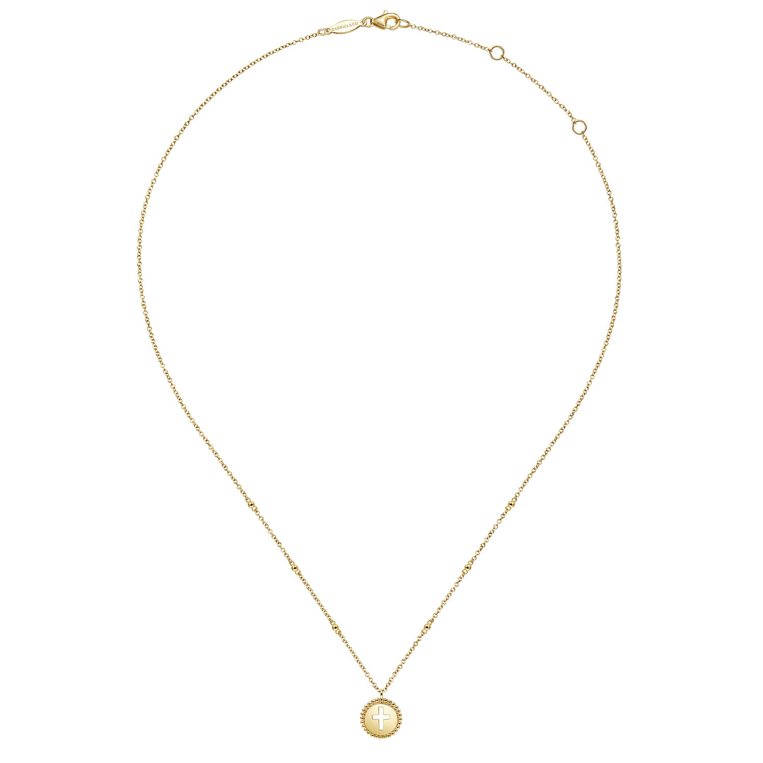 14K Yellow Gold Cross Pendant Necklace-Bujukan