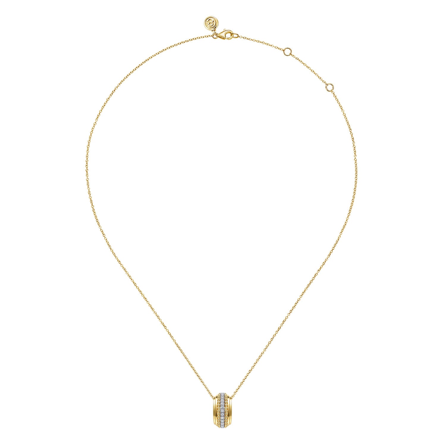 14K White & Yellow Gold Bujukan Diamond Pendant Necklace