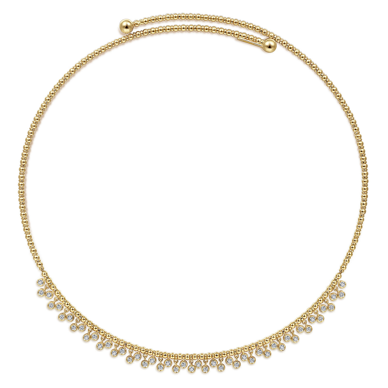 14K Yellow Gold Diamond Clusters Bujukan Beaded Choker Necklace