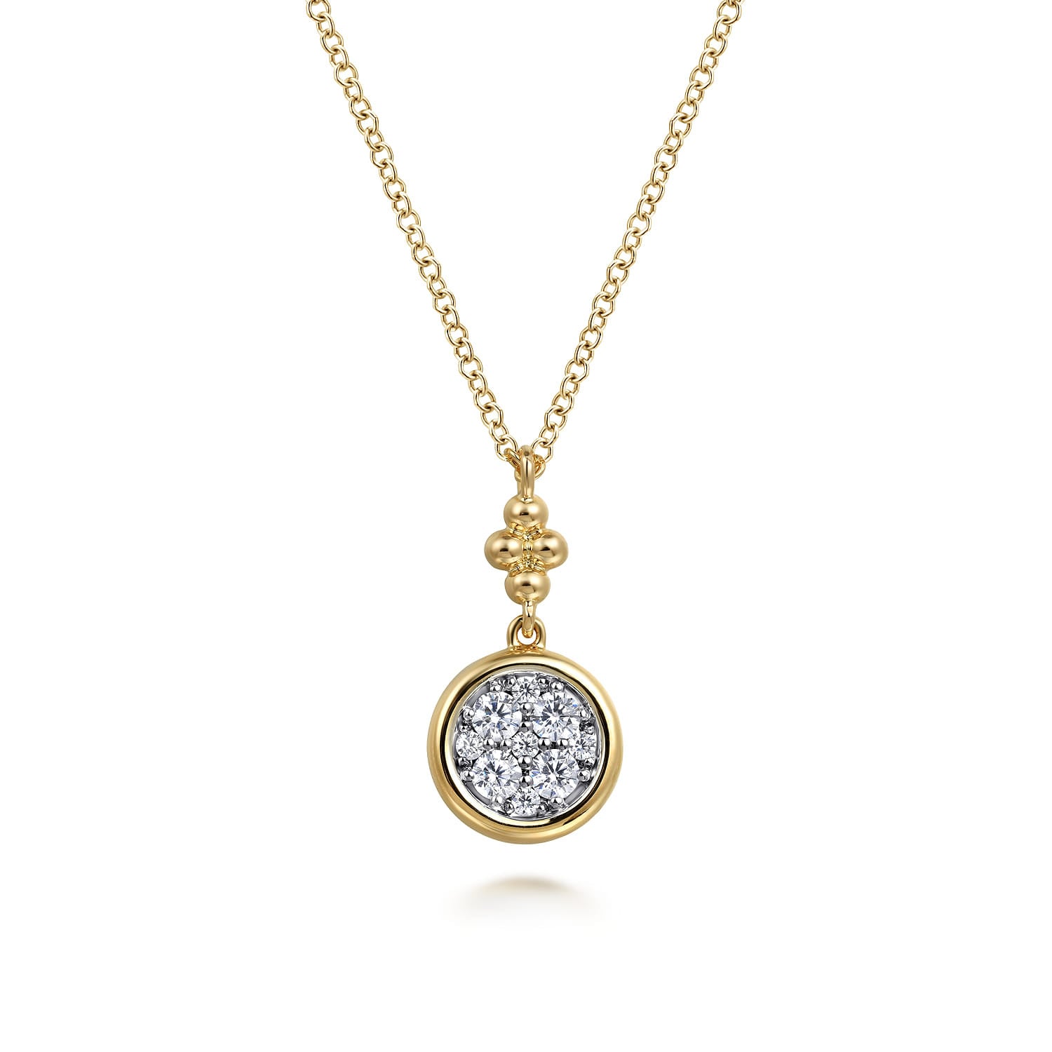 14K White & Yellow Gold Diamond Drop Pendant Necklace-Bujukan