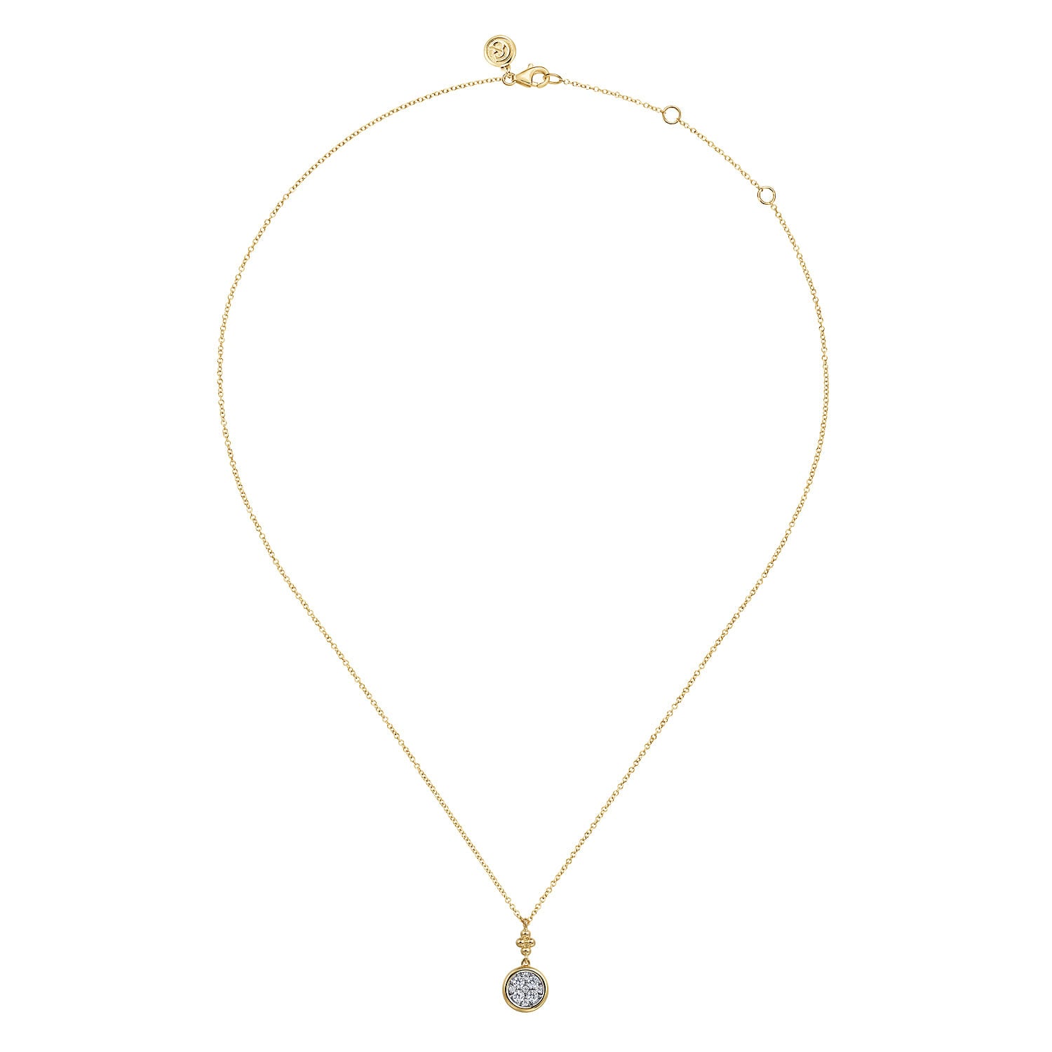 14K White & Yellow Gold Diamond Drop Pendant Necklace-Bujukan