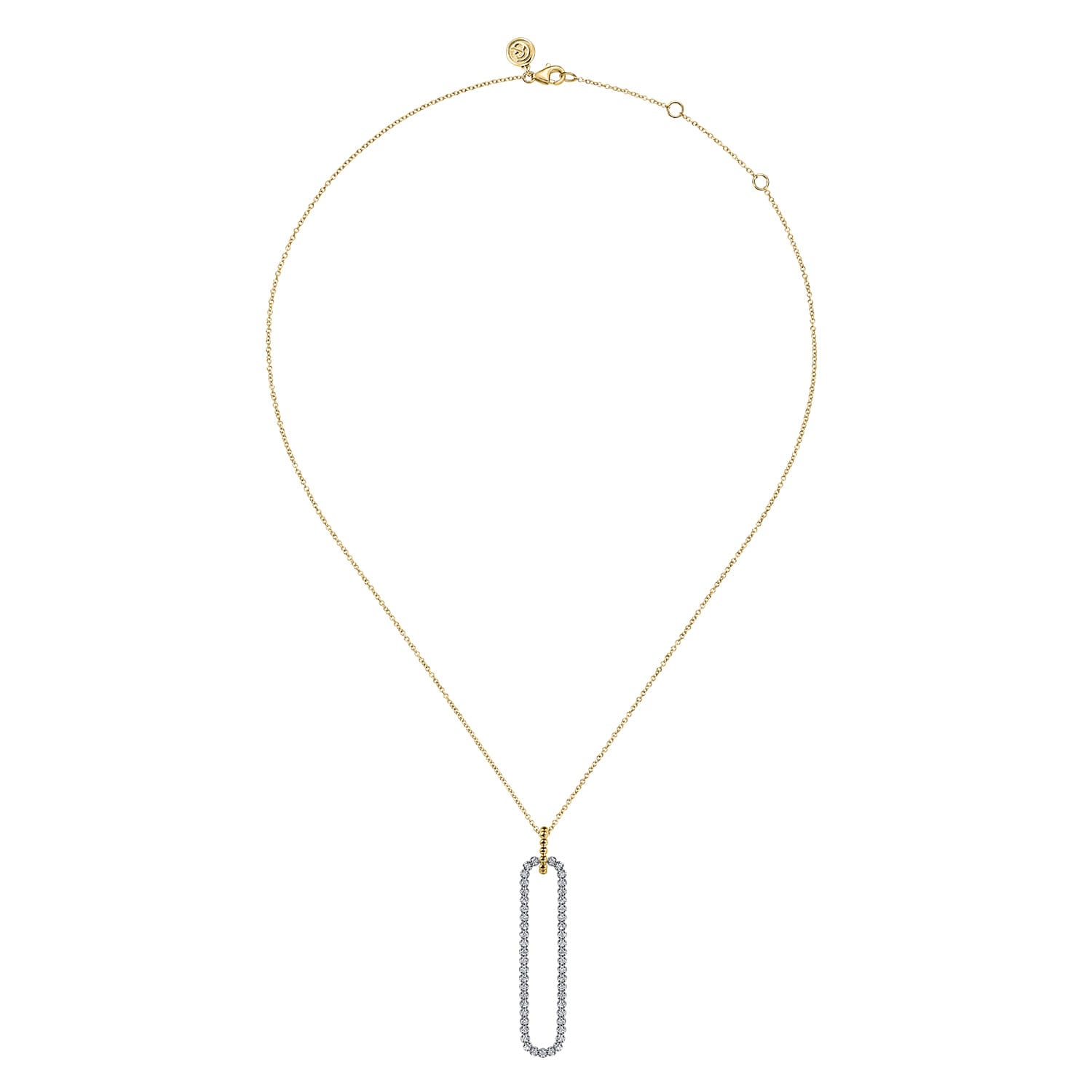 14K White & Yellow Gold Bujukan Beads and Diamond Pendant Necklace
