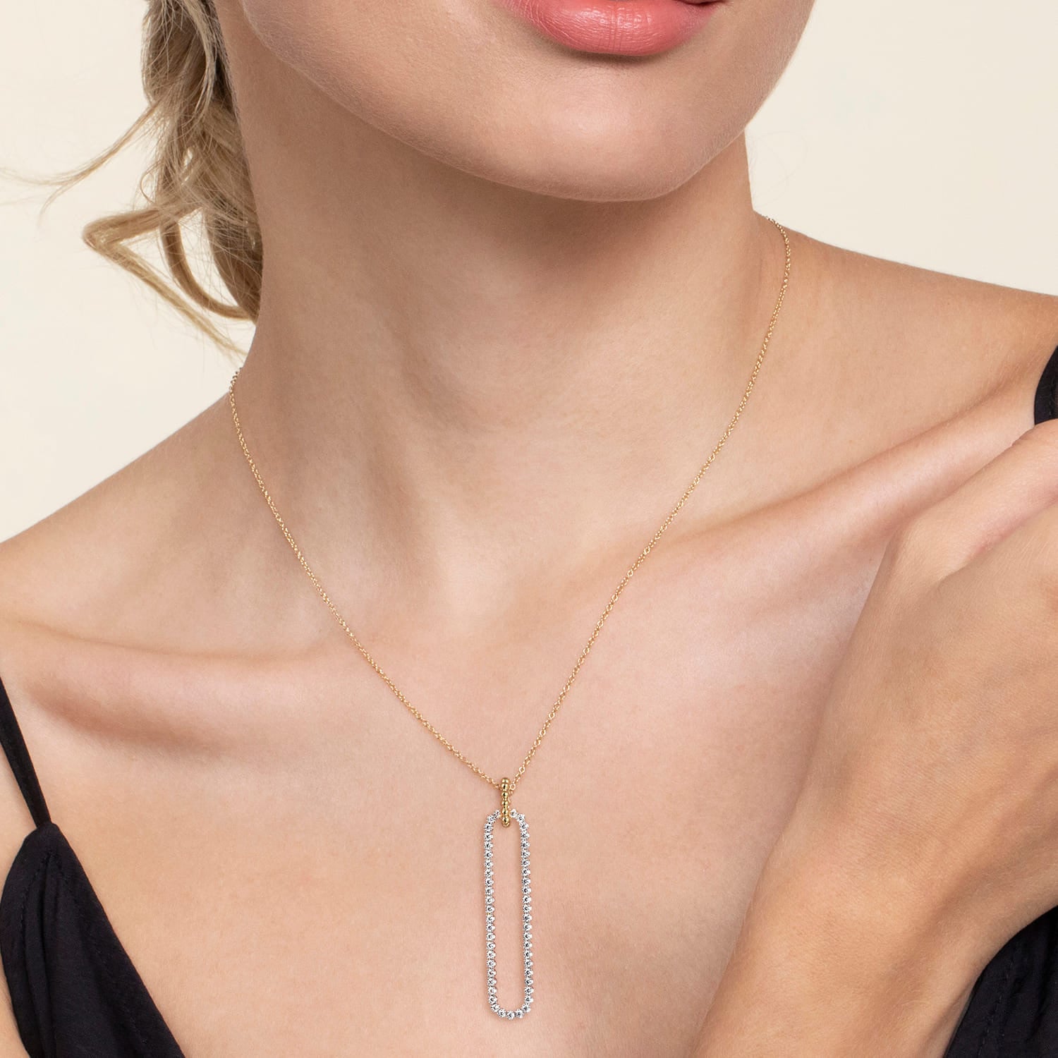 14K White & Yellow Gold Bujukan Beads and Diamond Pendant Necklace