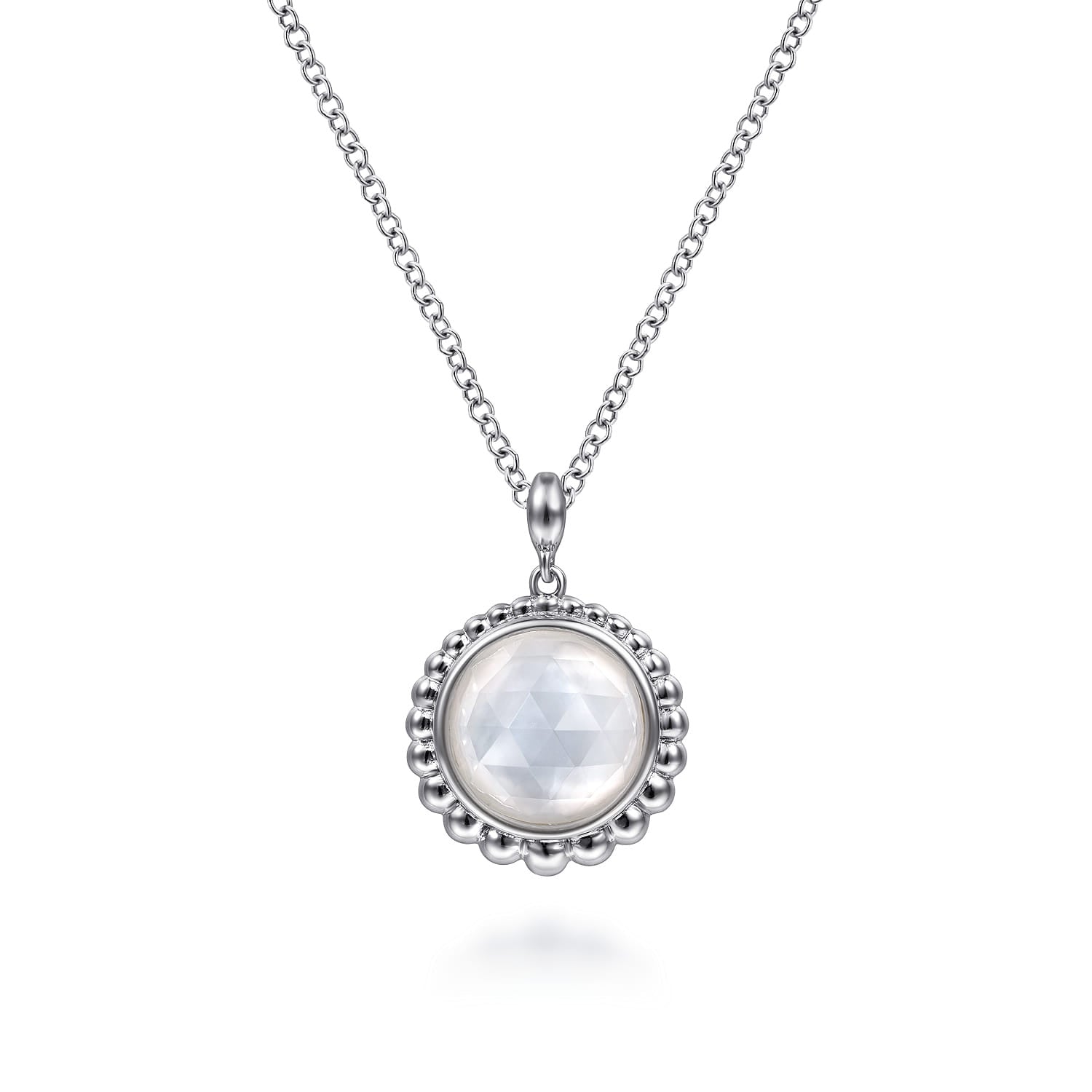 925 Sterling Silver Rock Crystal and Pendant Necklace