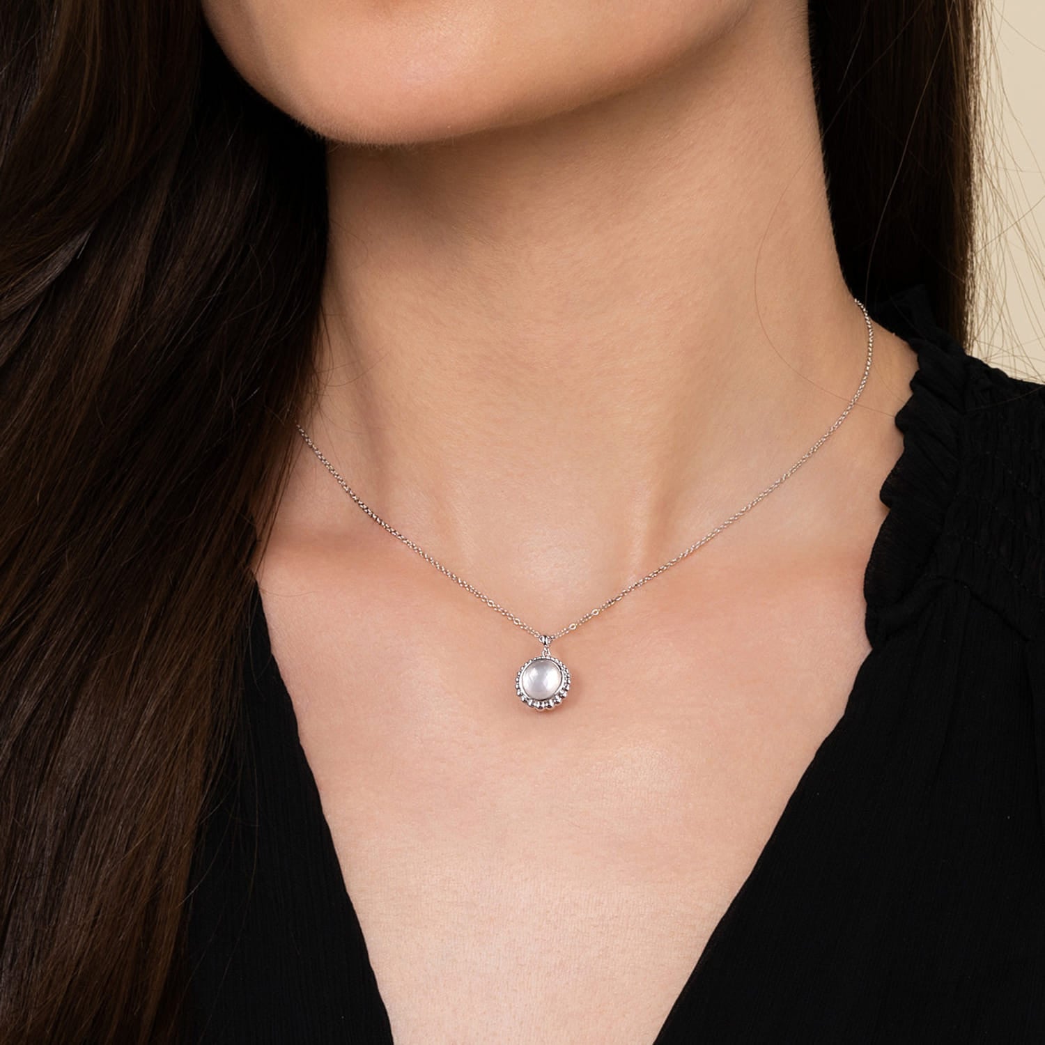 925 Sterling Silver Rock Crystal and Pendant Necklace