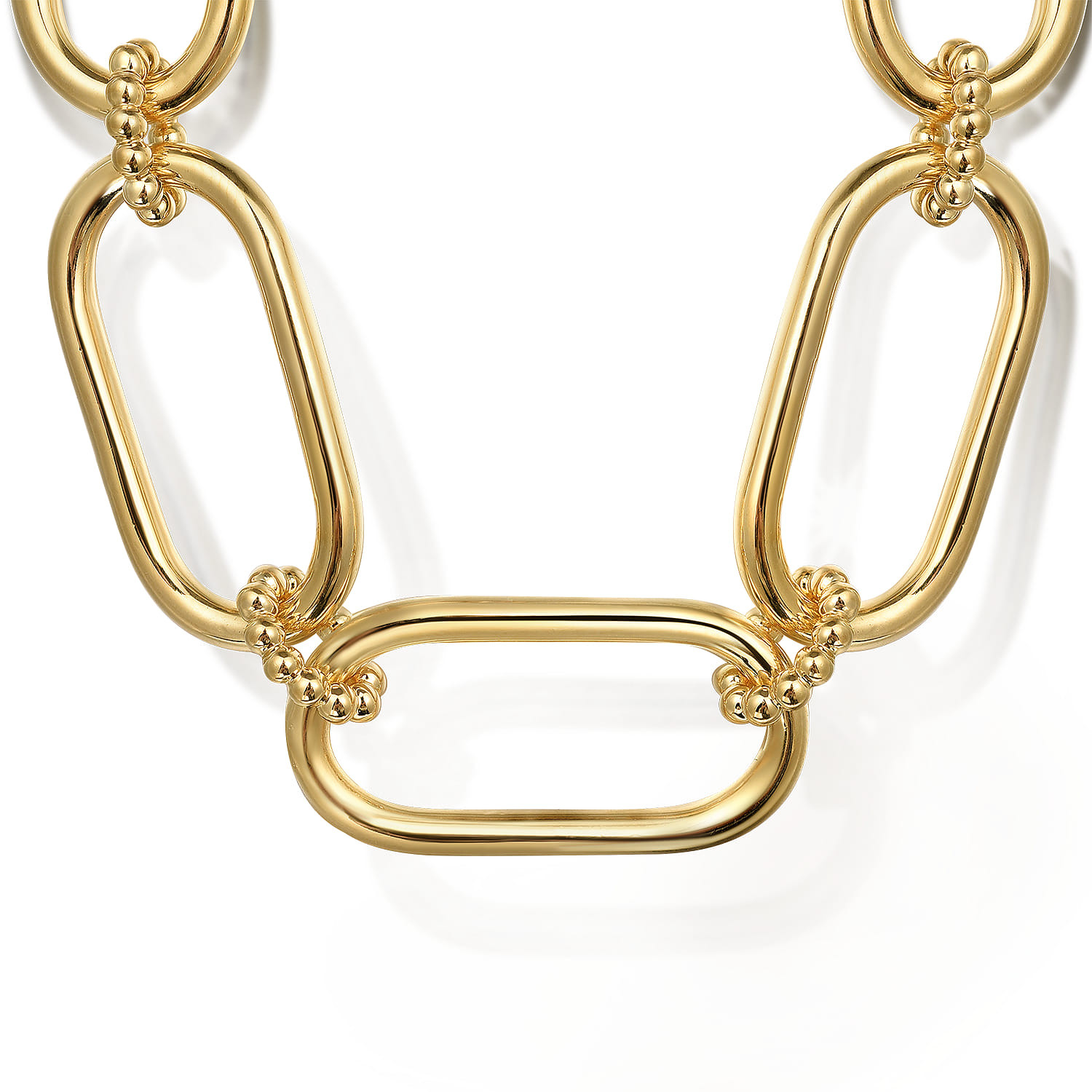 14K Yellow Gold Oval Link Chain Necklace wth Bujukan Connectors