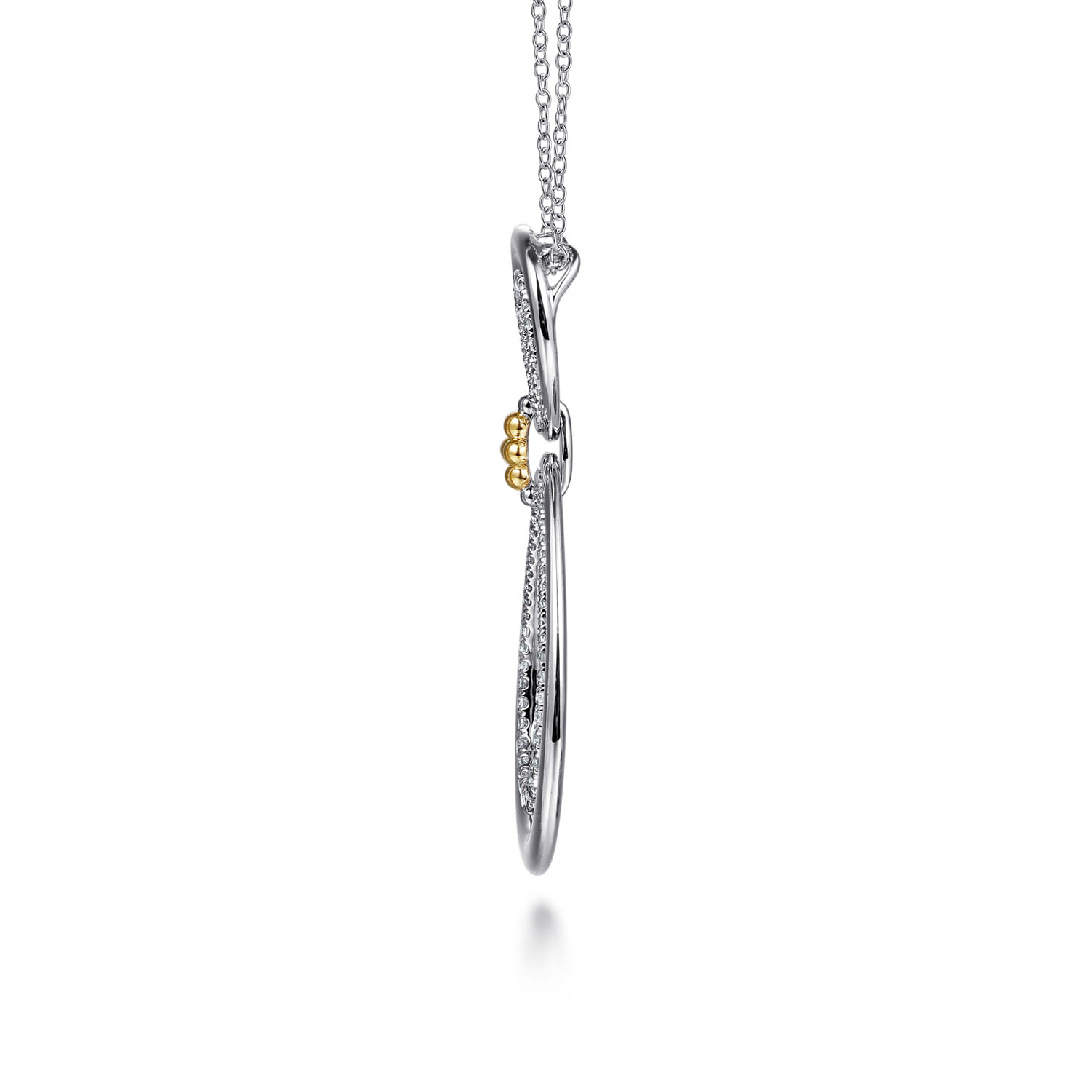 925 Sterling Silver and 14K Yellow Gold Bujukan White Sapphire Teardrop Necklace