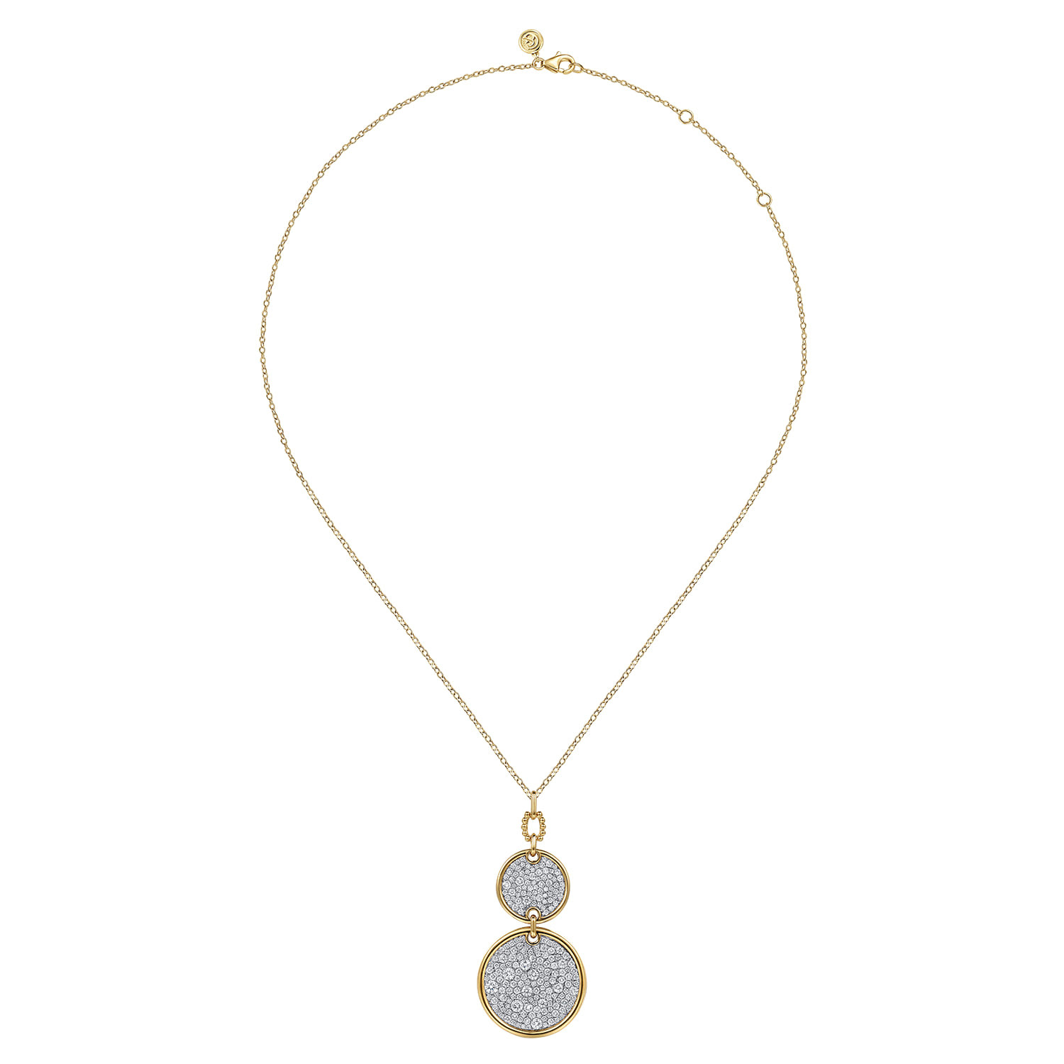 14K White & Yellow Gold Bujukan and Diamond Pendant Drop Necklace