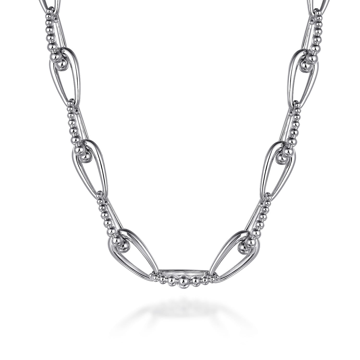 925 Sterling Silver Oval Link Chain Necklace with Bujukan Connectors