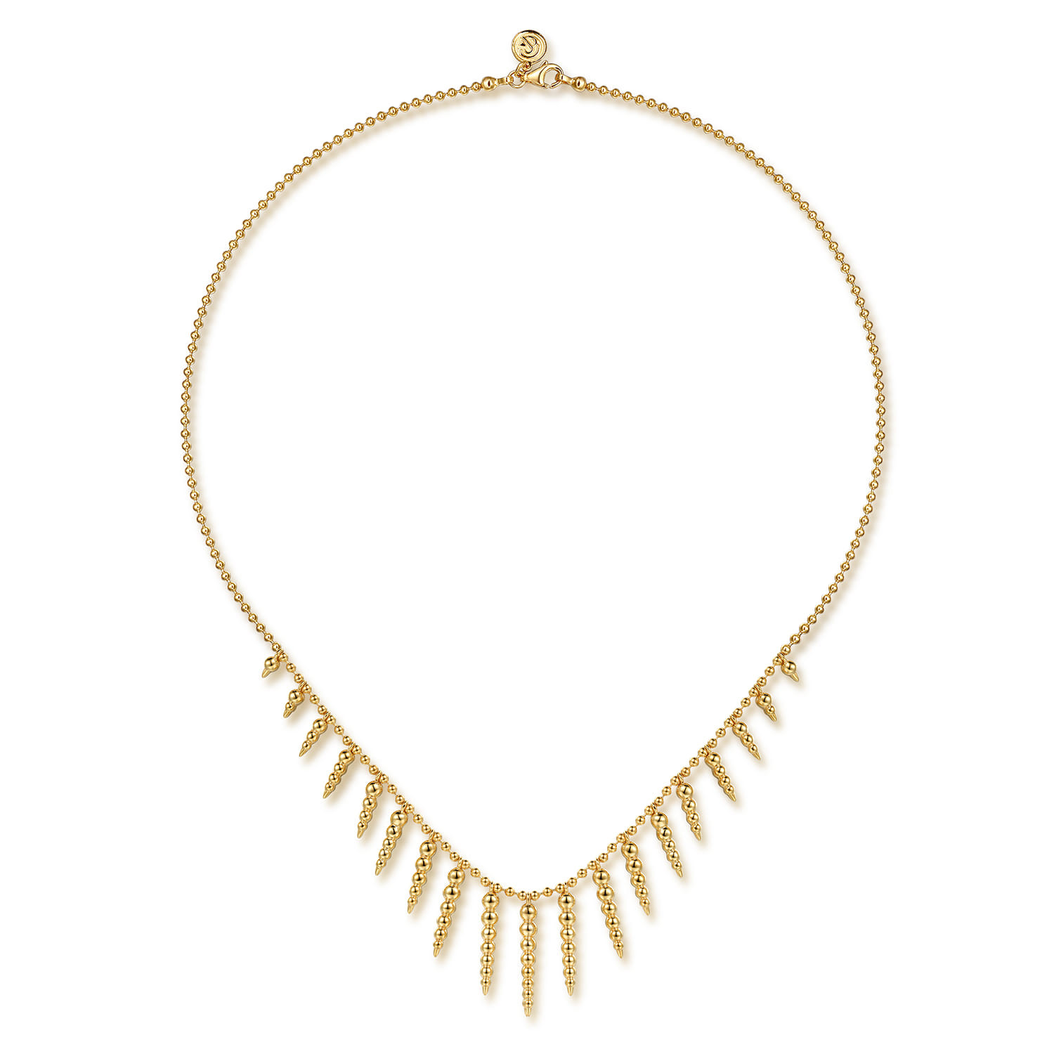 14K Yellow Gold Bead Chain and Bujukan Spike Droplet Necklace