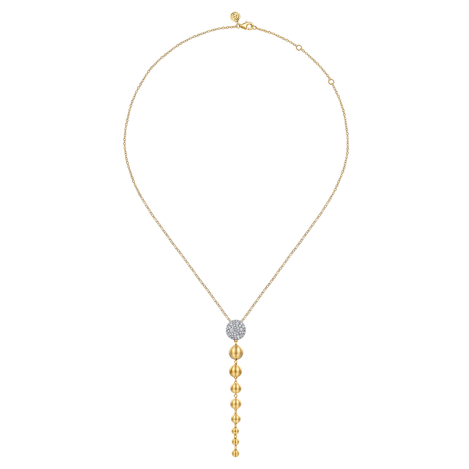 14K White & Yellow Gold Diamond and Bujukan Ball Graduating Drop Necklace