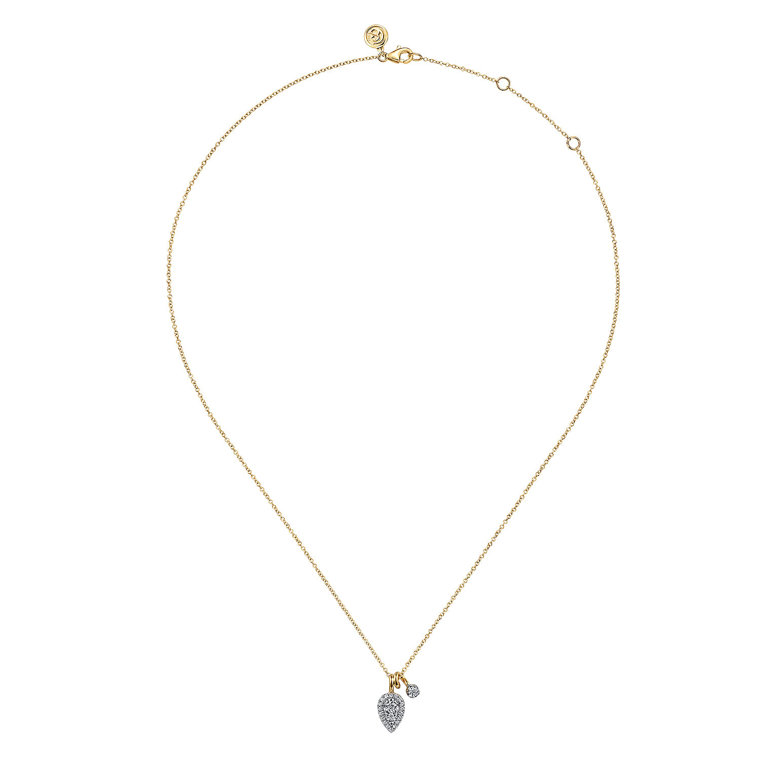 Pendant Necklace 14K White and Yellow Gold Diamond 0.3ct