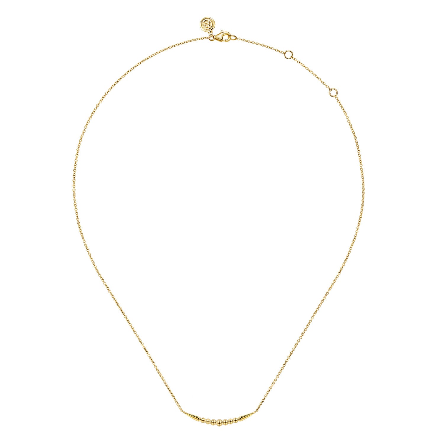 14K Yellow Plain Gold Graduating Bujukan and Spike Bar Necklace