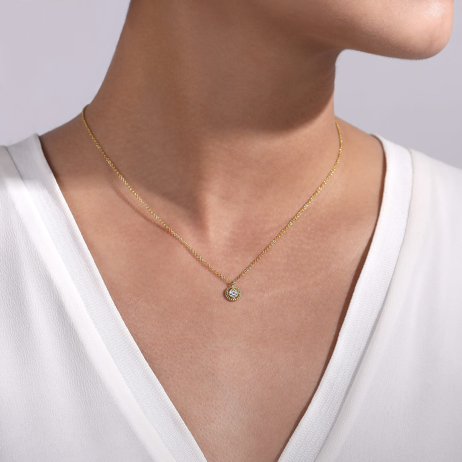 14K Floating Diamond Pendant Necklace