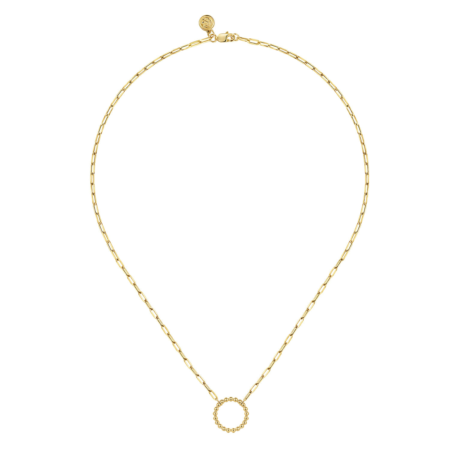 18K Yellow Gold Chain Necklace with Bujukan Circle