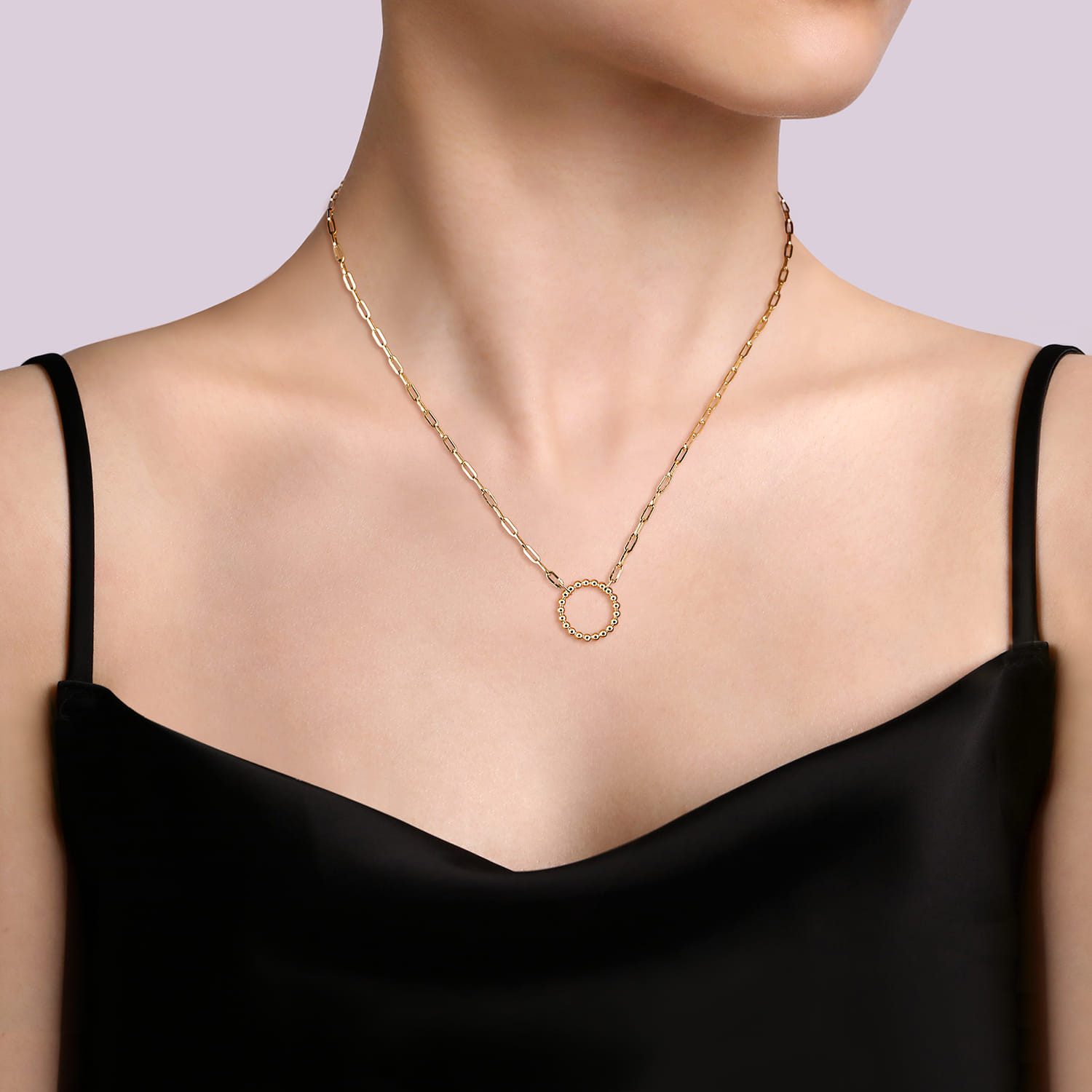 18K Yellow Gold Chain Necklace with Bujukan Circle
