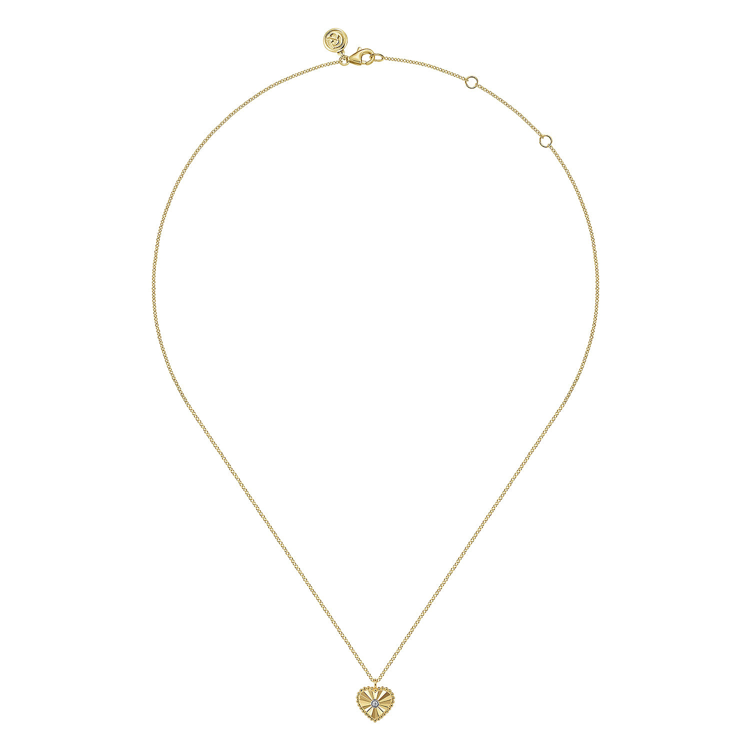 Pendant Necklace Heart 14K White and Yellow Gold Diamond 0.01ct