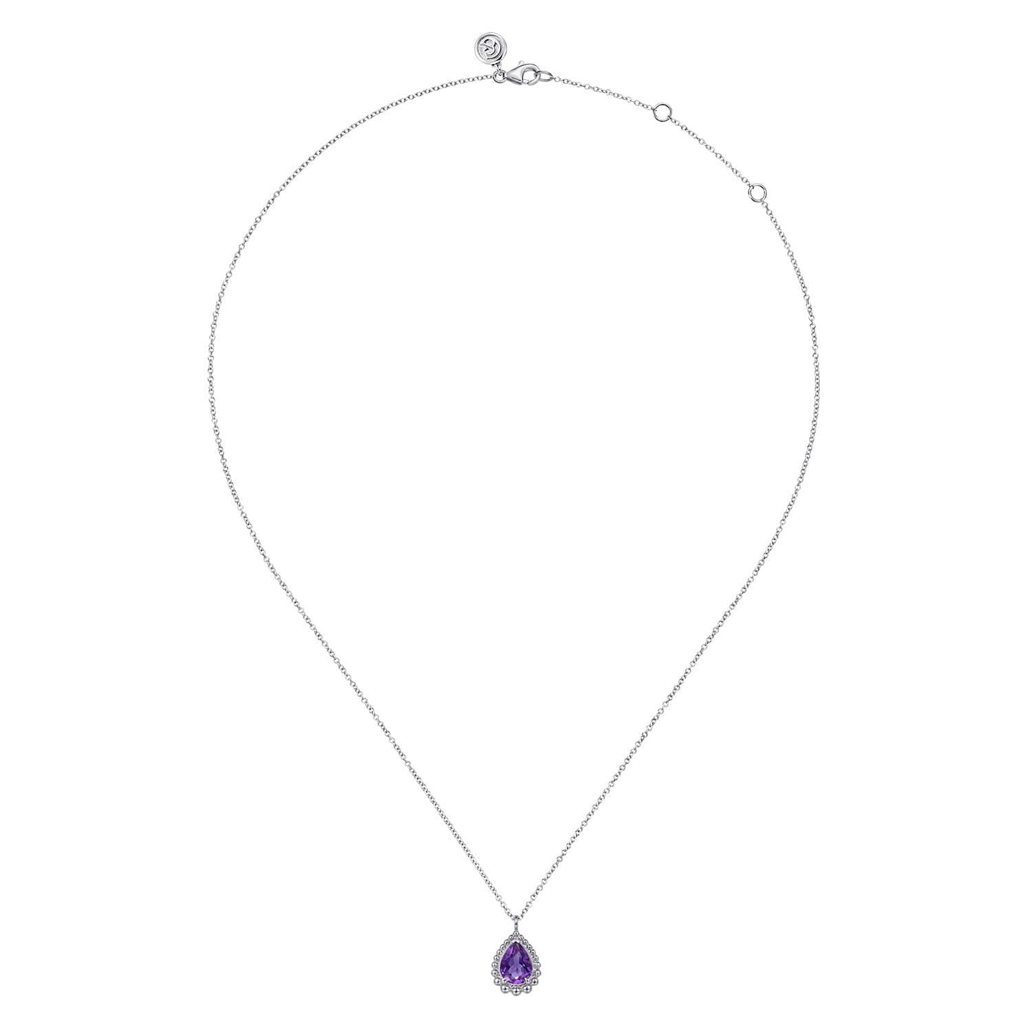 925 Sterling Silver Faceted Teardrop Bujukan Necklace